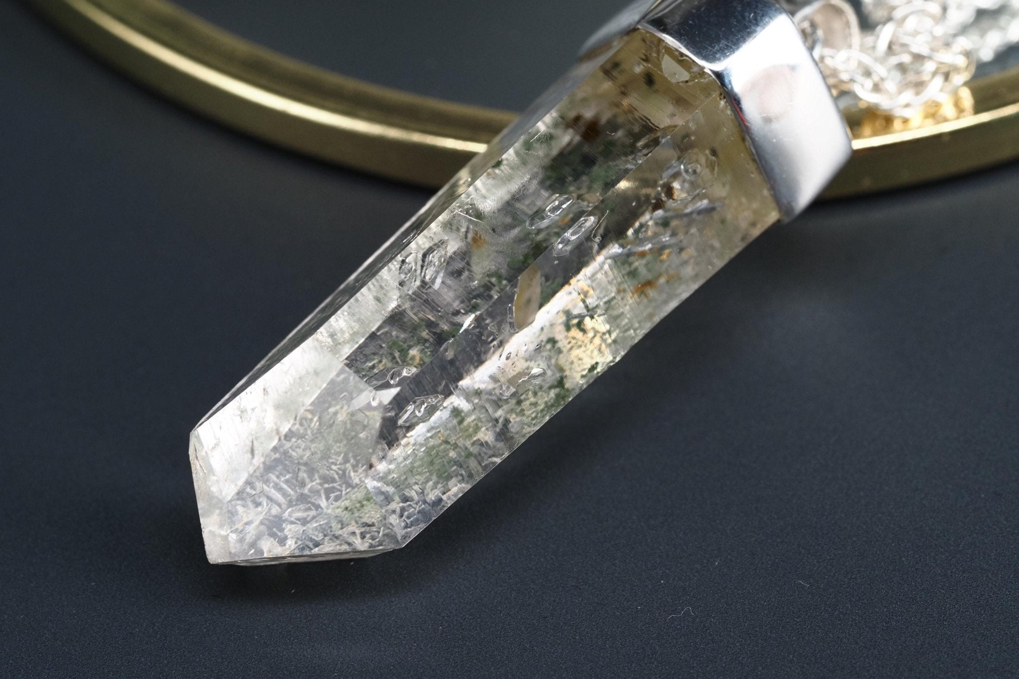 Bergkristall Namibia Silber Anhänger Länge mit Öse 49mm