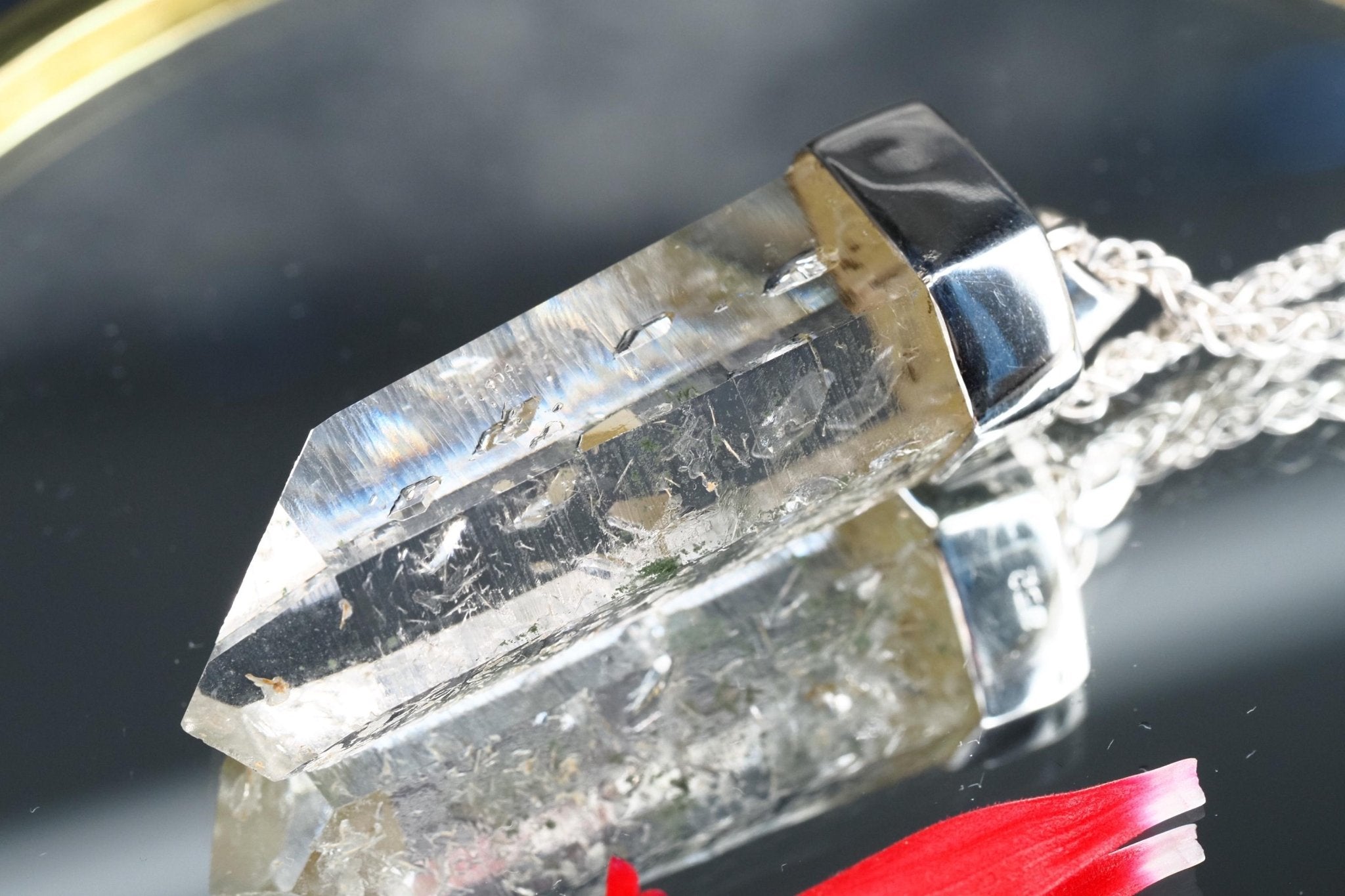 Bergkristall Namibia Silber Anhänger Länge mit Öse 49mm