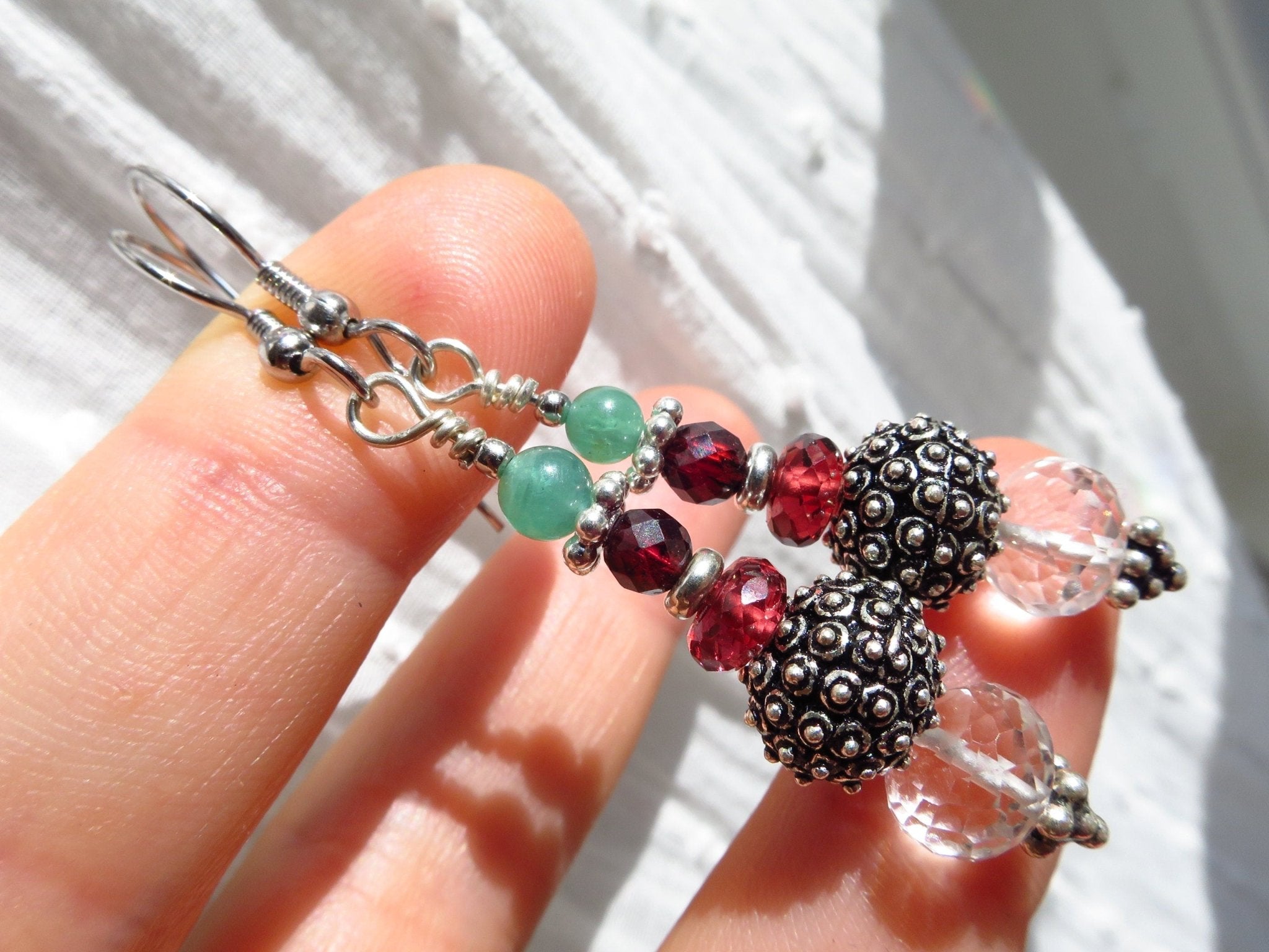 Bergkristall Ohrringe Bali Silber Edelstein Ohrschmuck