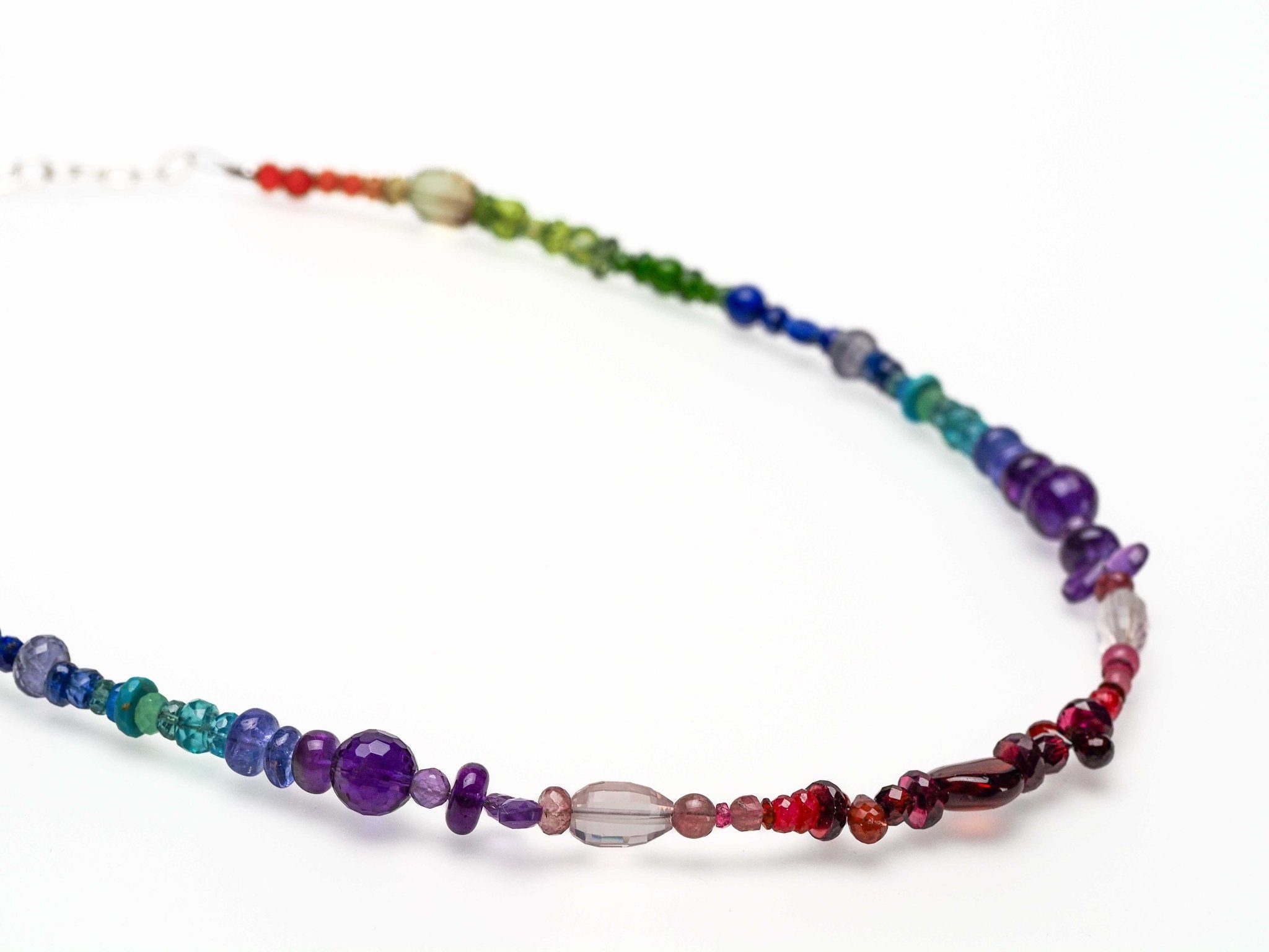 Bunte Edelstein Kette 925er Silber