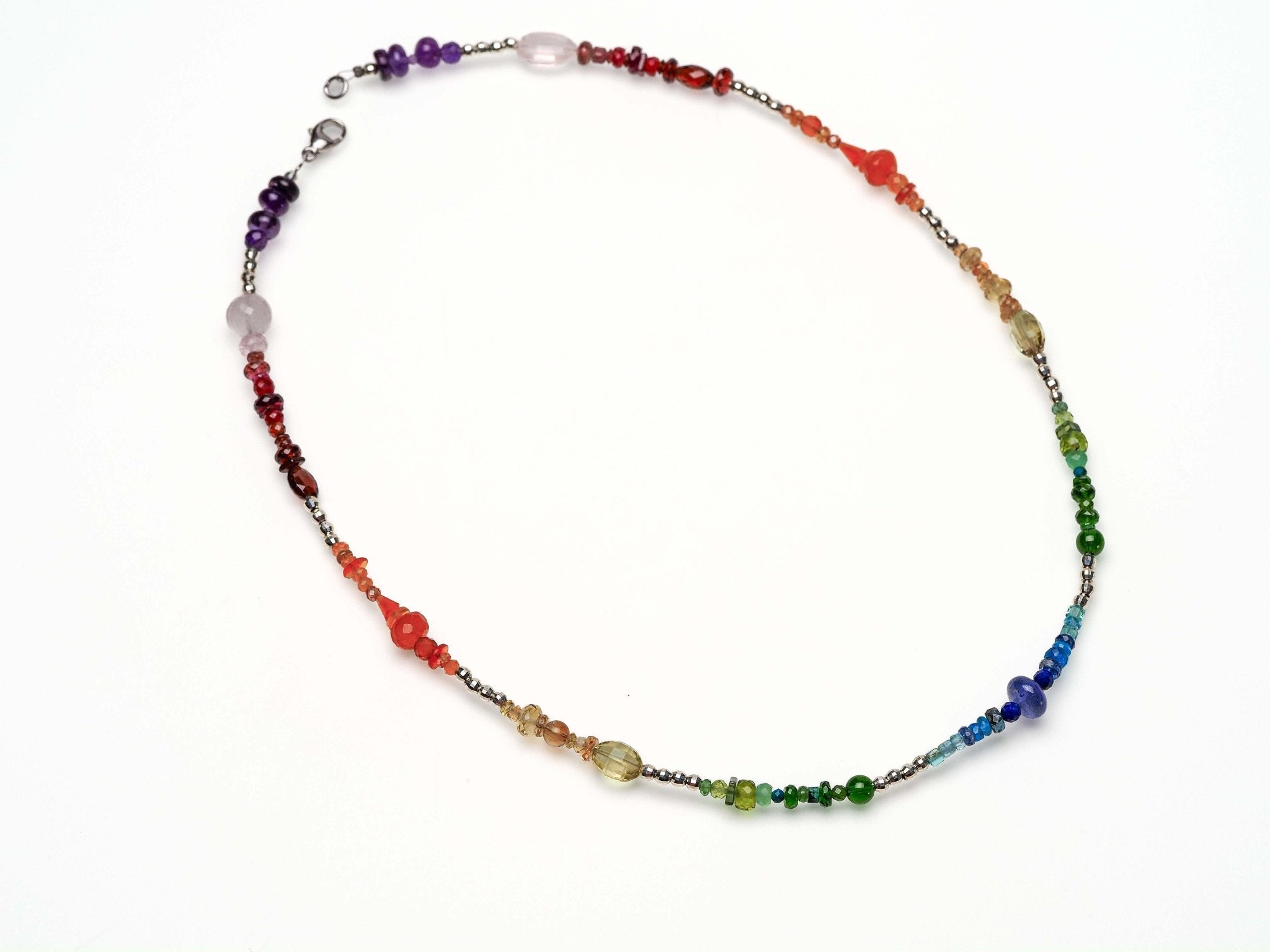 Bunte Edelstein Kette 925er Silber