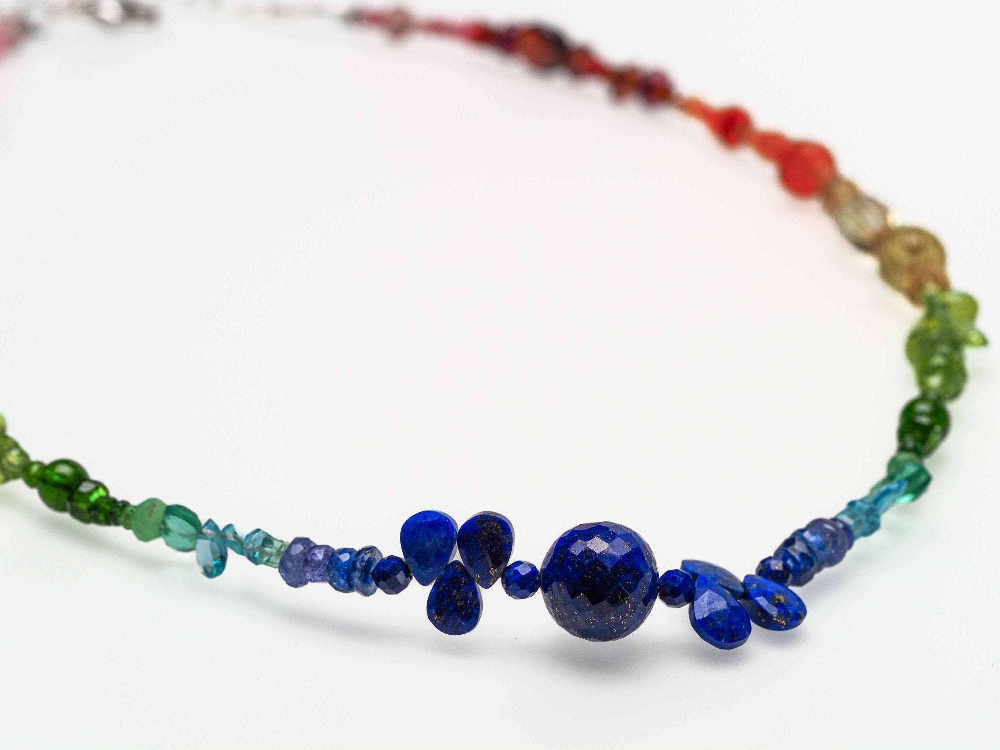 Bunte Edelstein Kette 925er Silber