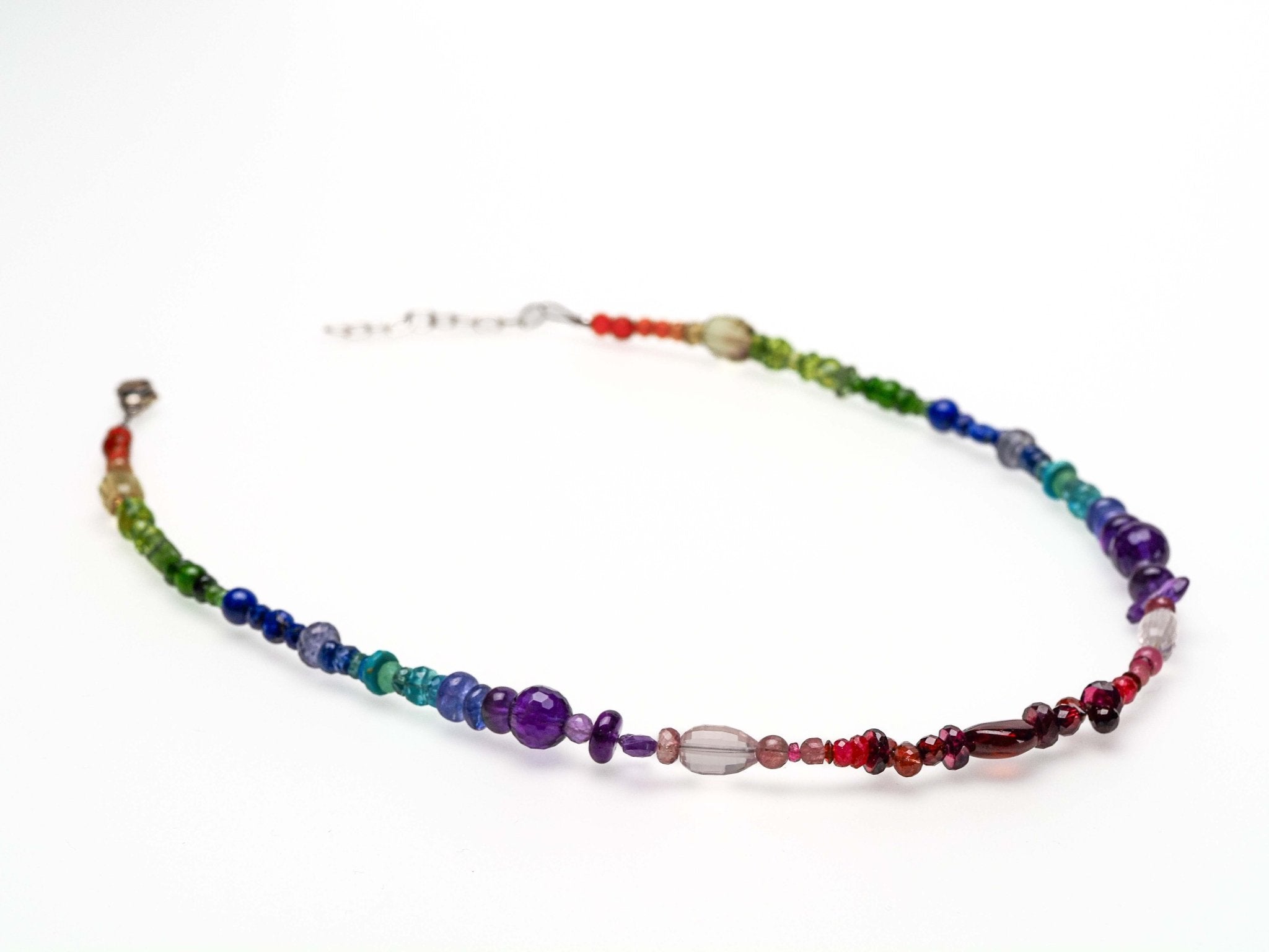 Bunte Edelstein Kette 925er Silber