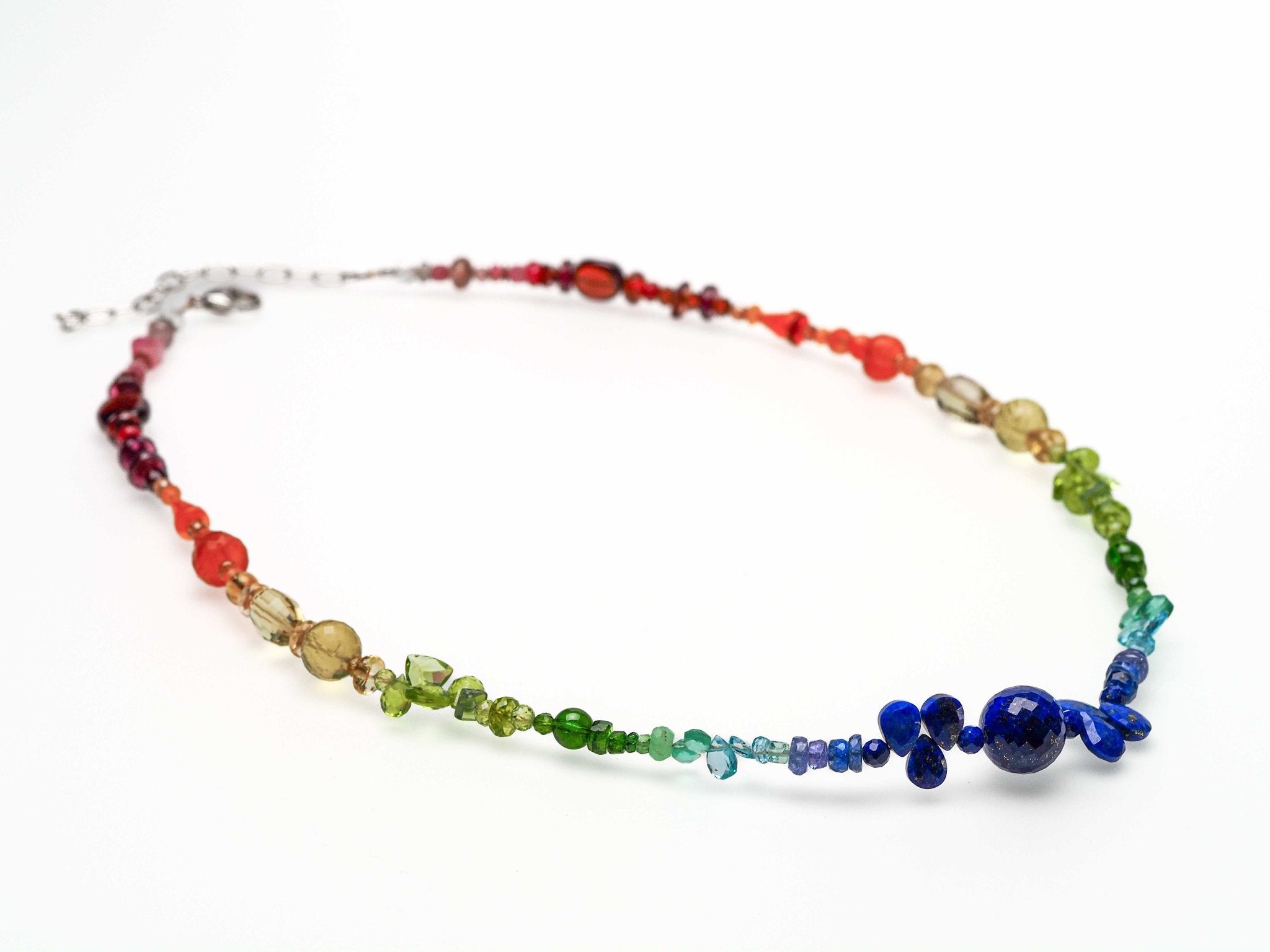 Bunte Edelstein Kette 925er Silber