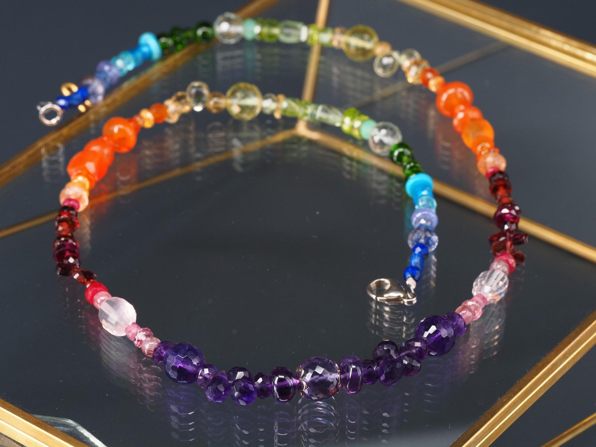Bunte Edelstein Kette farbenfrohe Energie Chakra Halskette