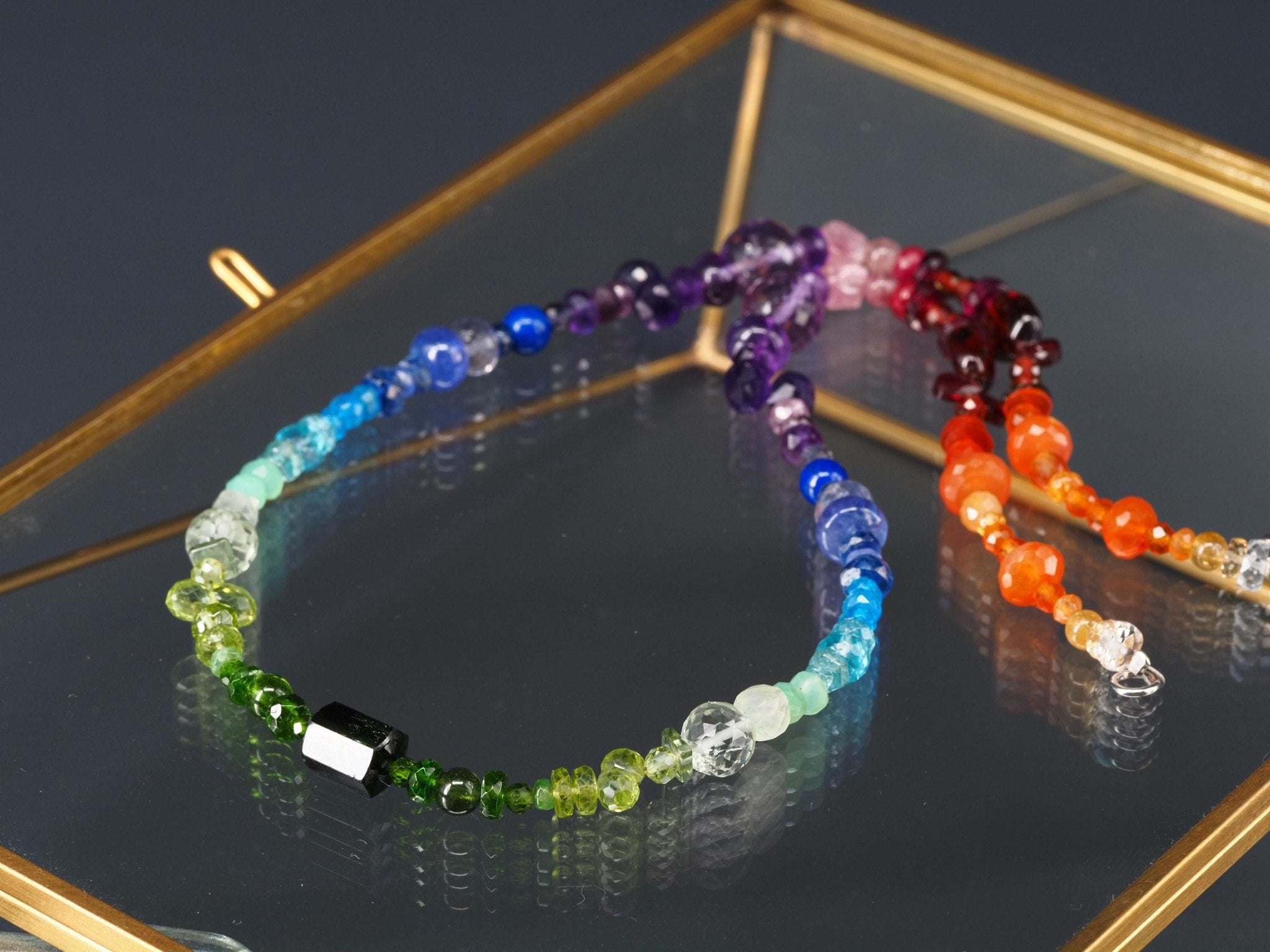 Bunte Edelstein Kette Länge 43cm farbenfrohe Energie