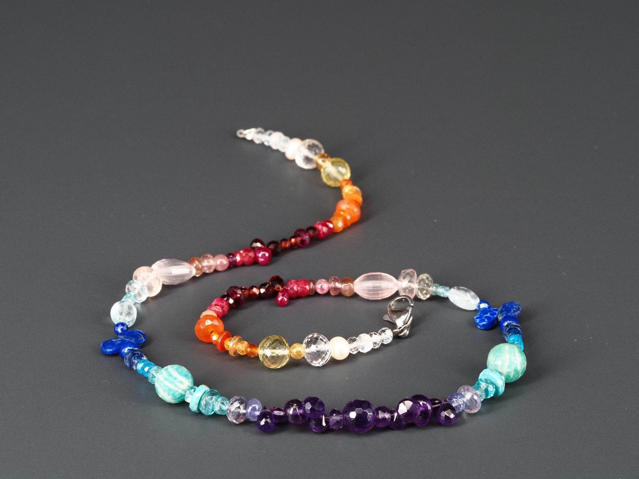 Bunte Edelstein Kette Länge 44cm Chakra Halskette