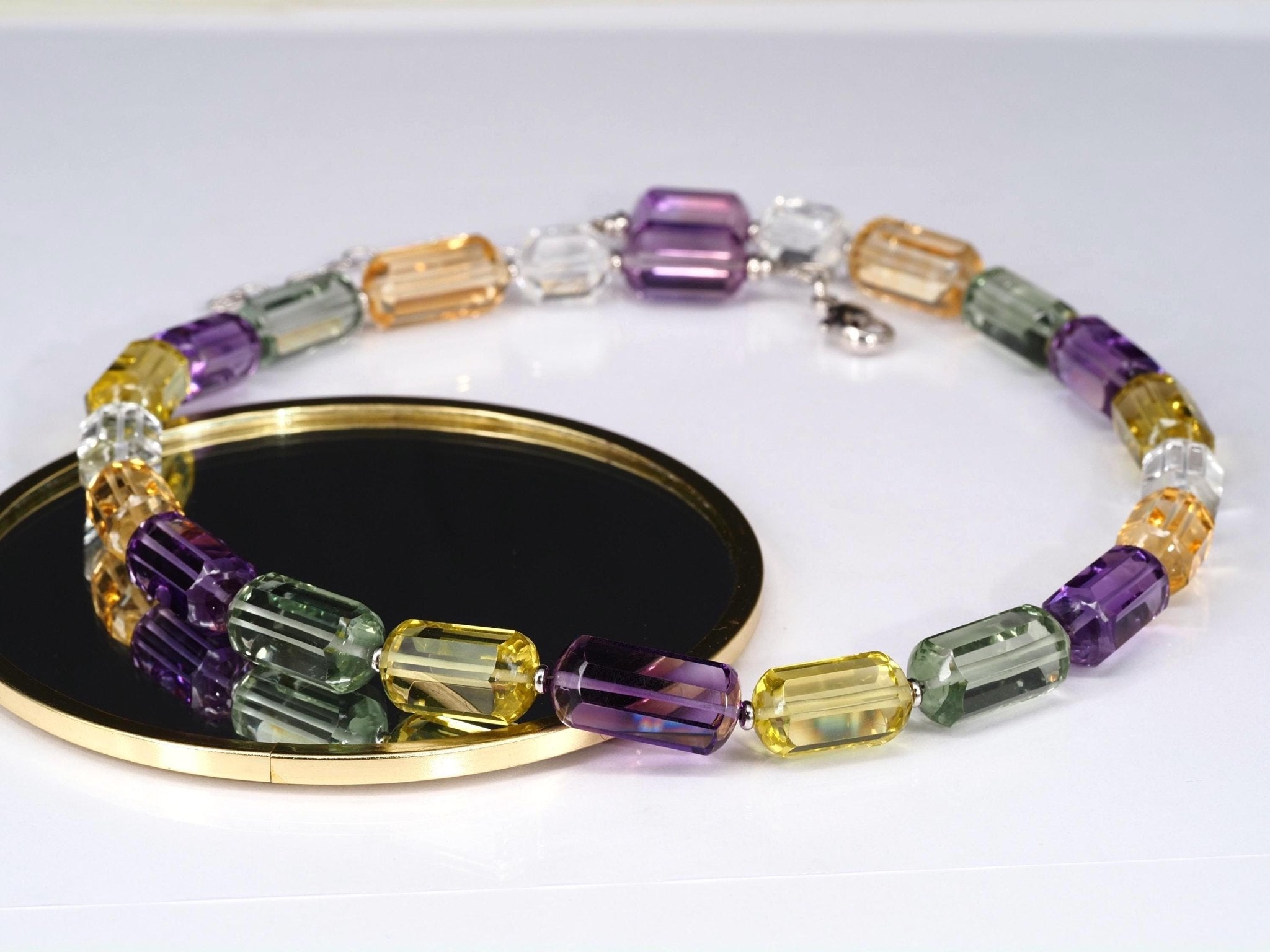 Bunte Edelstein Kette – makelloses Collier aus AAA Natursteinen