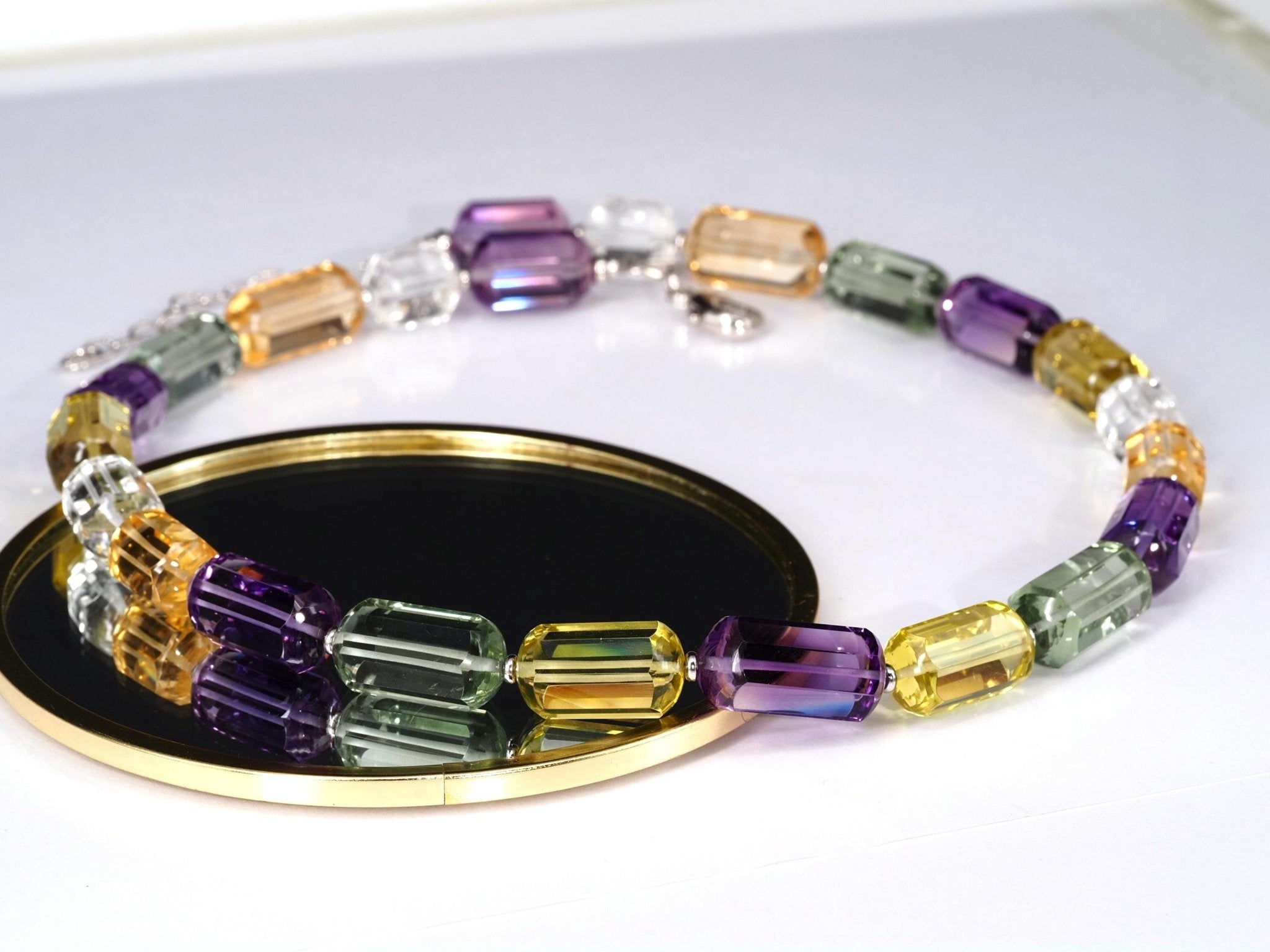 Bunte Edelstein Kette – makelloses Collier aus AAA Natursteinen