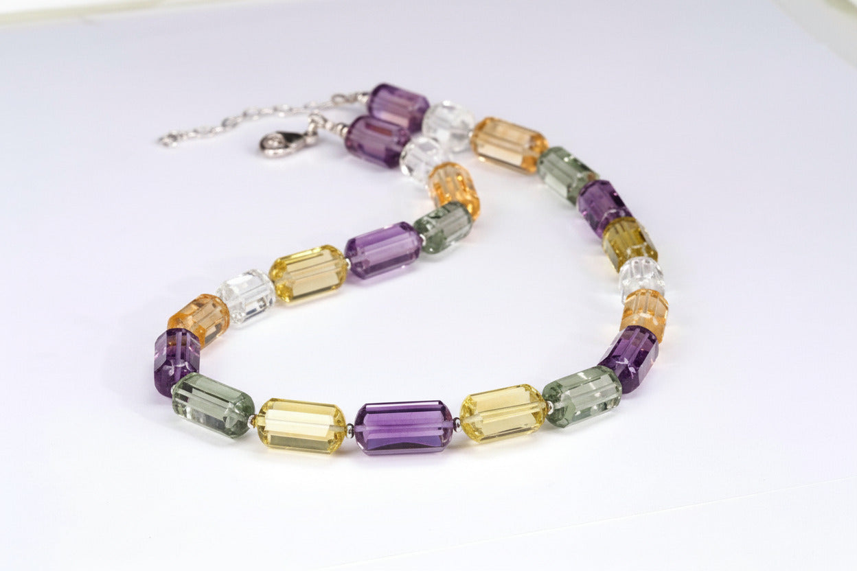 Bunte Edelstein Kette – makelloses Collier aus AAA Natursteinen