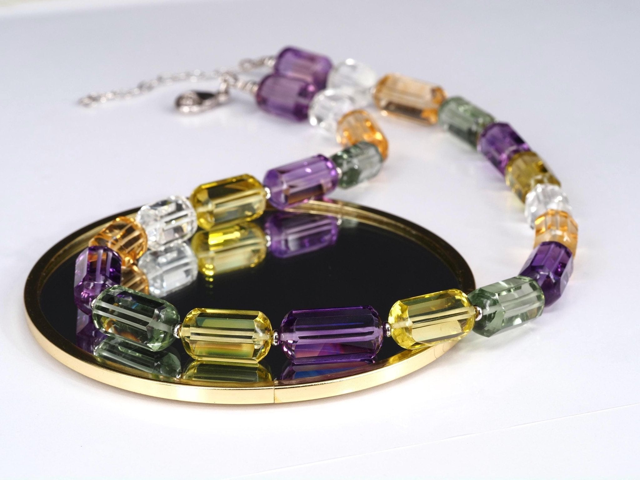 Bunte Edelstein Kette – makelloses Collier aus AAA Natursteinen