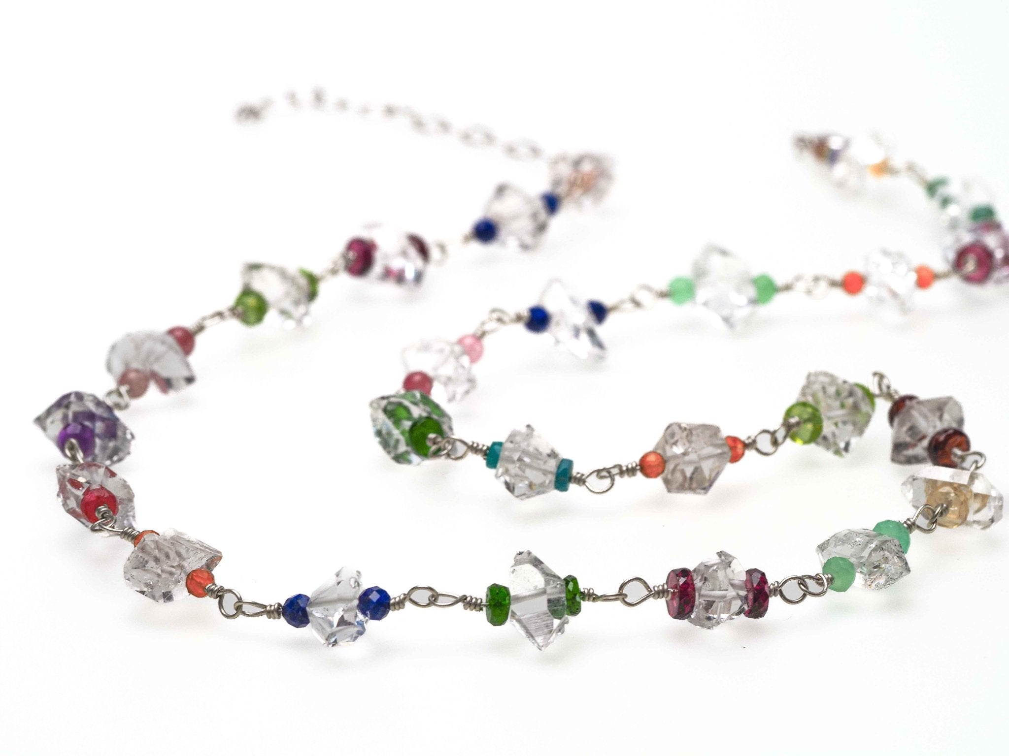 bunte Herkimer Diamant Rosenkranz Kette Turmalin Rubin