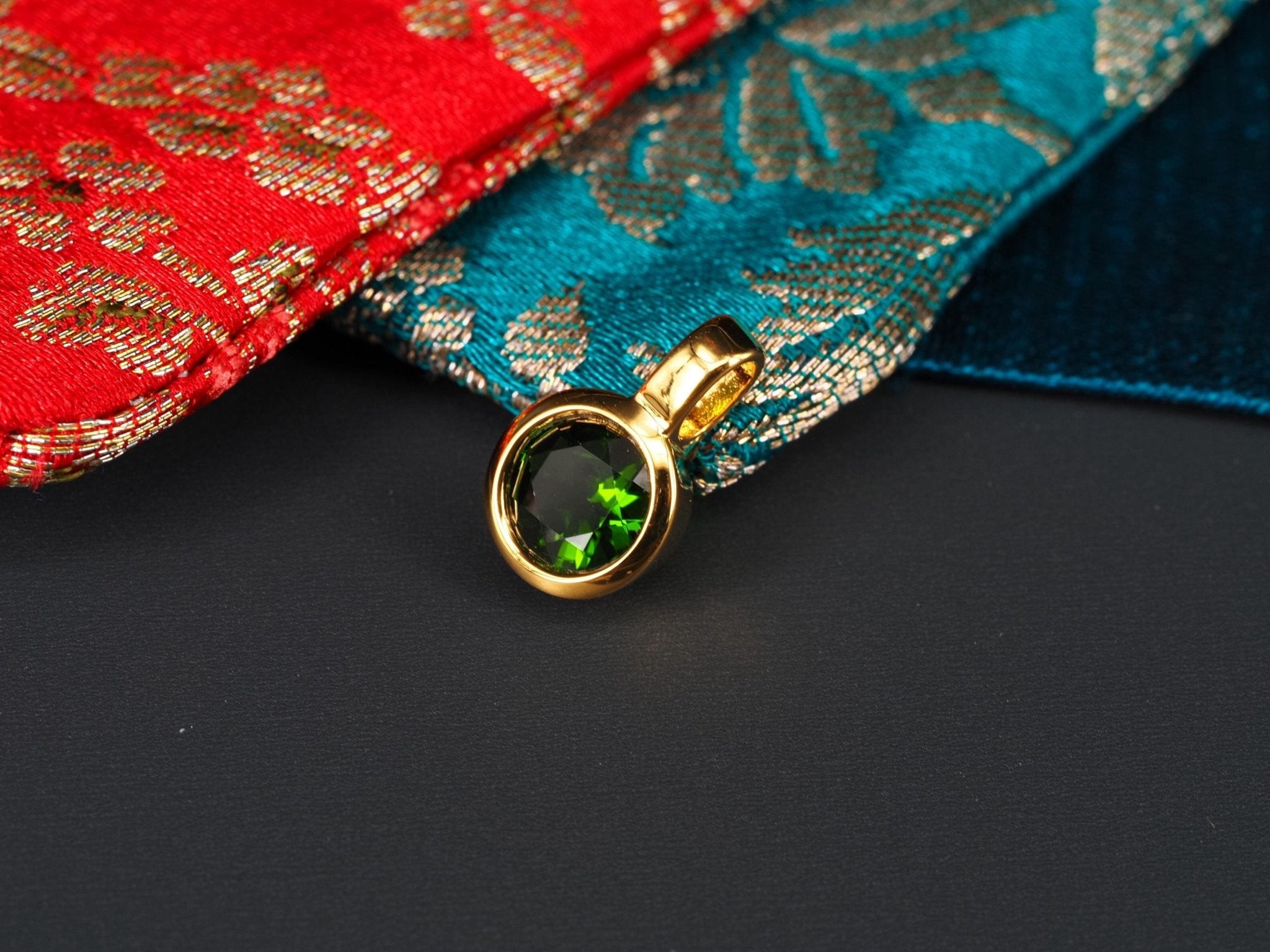 Chromdiopsid Anhänger grün Sterling Silber vergoldet