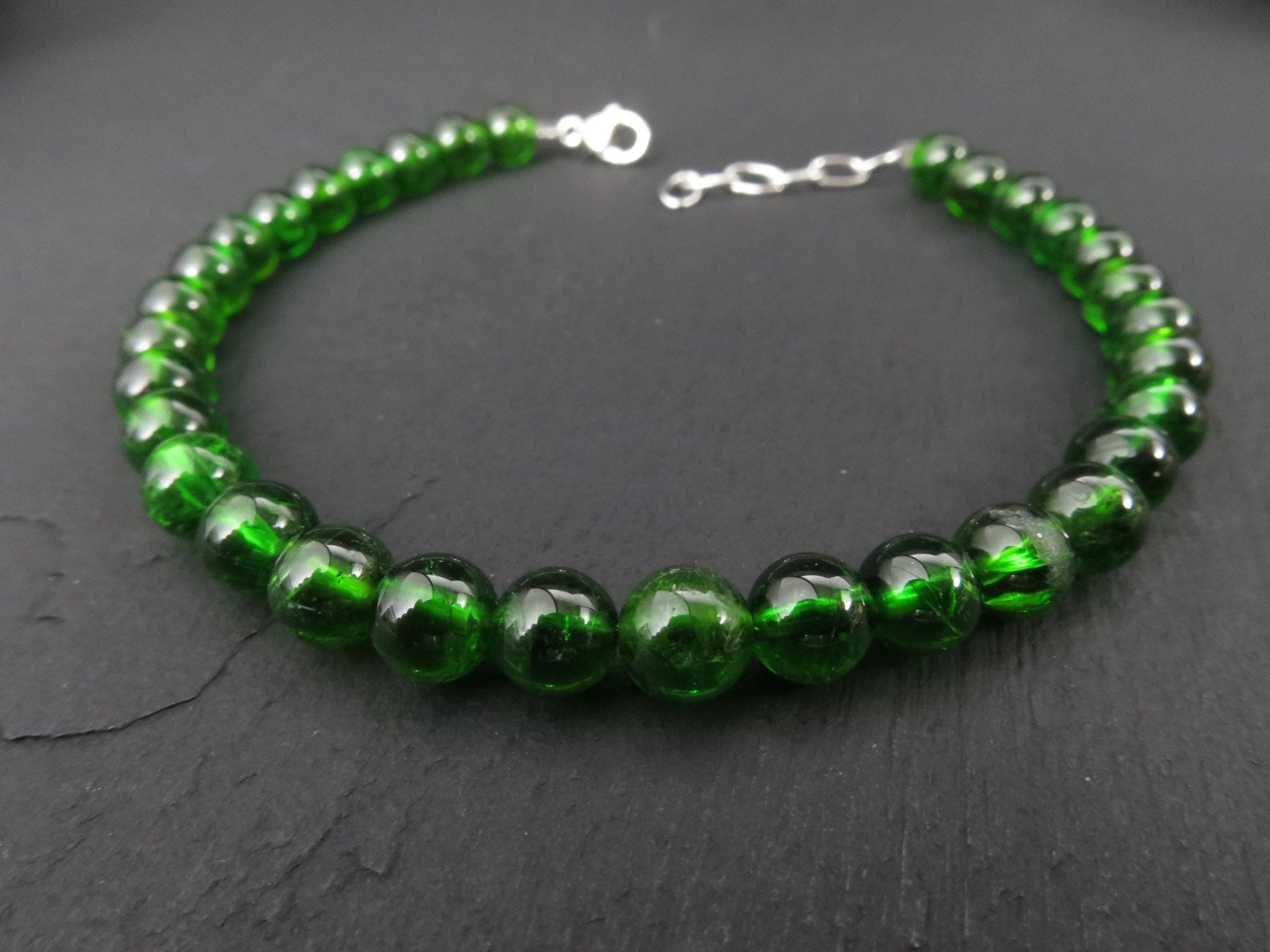 Chromdiopsid Armband grünes Edelsteinarmband 17,5 - 20cm