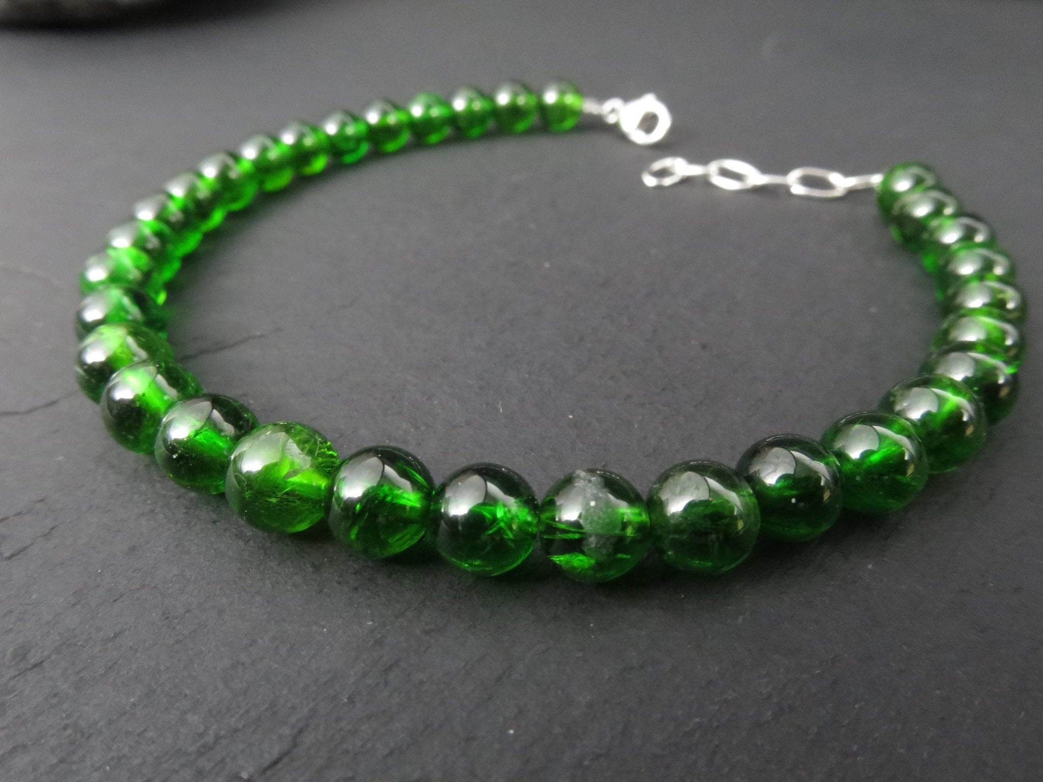 Chromdiopsid Armband grünes Edelsteinarmband 17,5 - 20cm