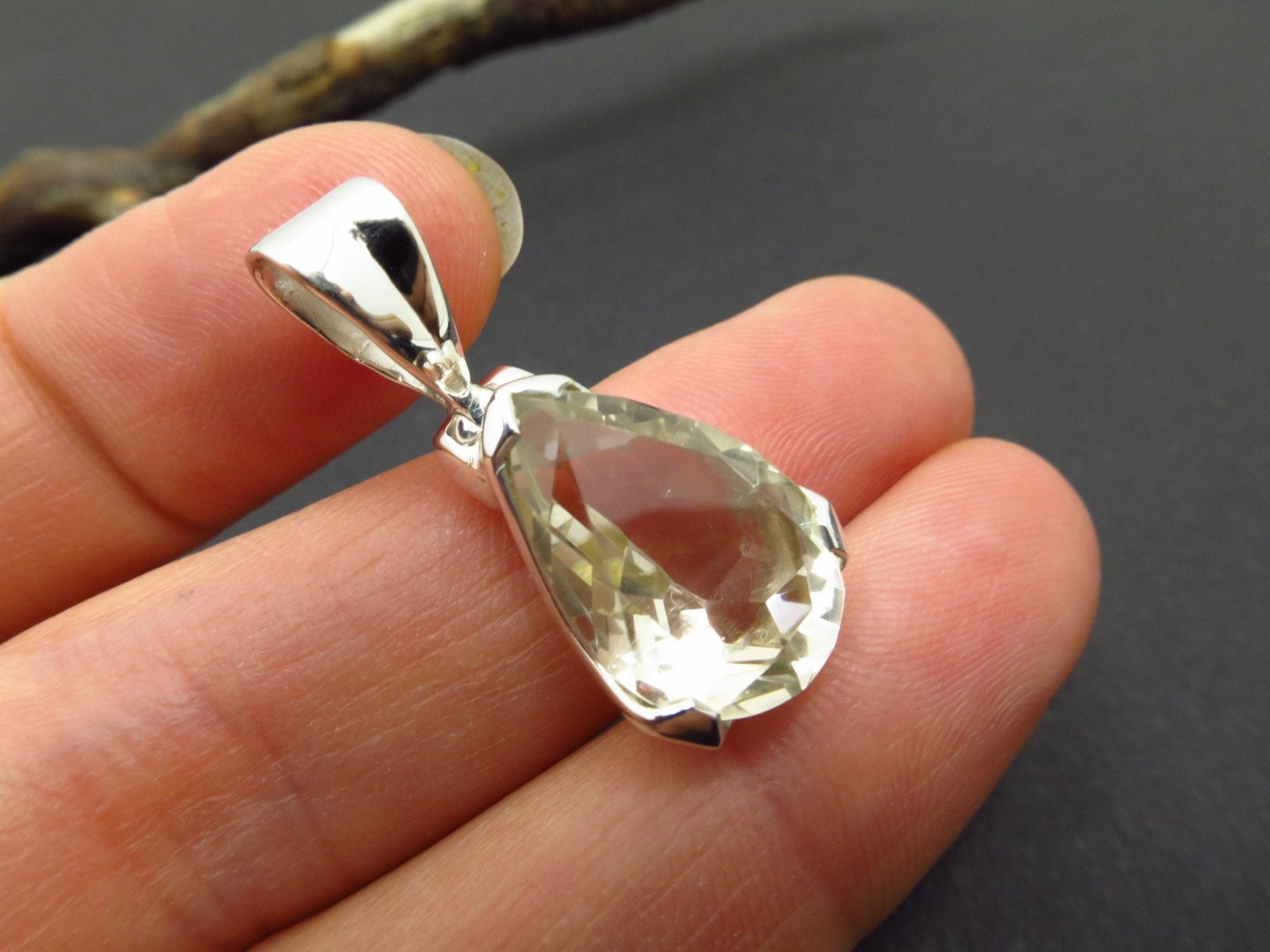 Citrin Anhänger gefasst in 925 Silber Natur Edelstein 29mm