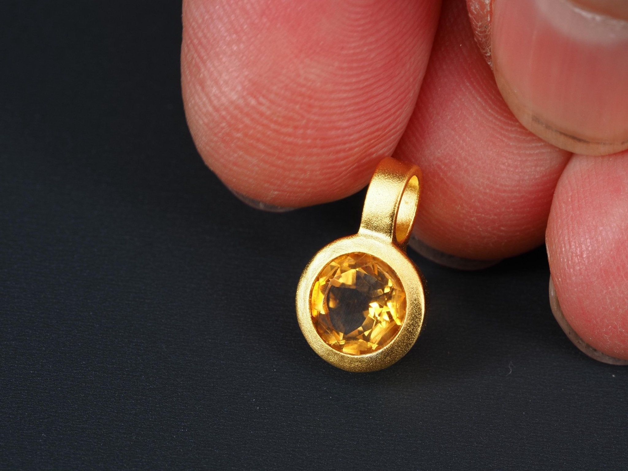 Citrin Anhänger Sterling Silber vergoldet zart