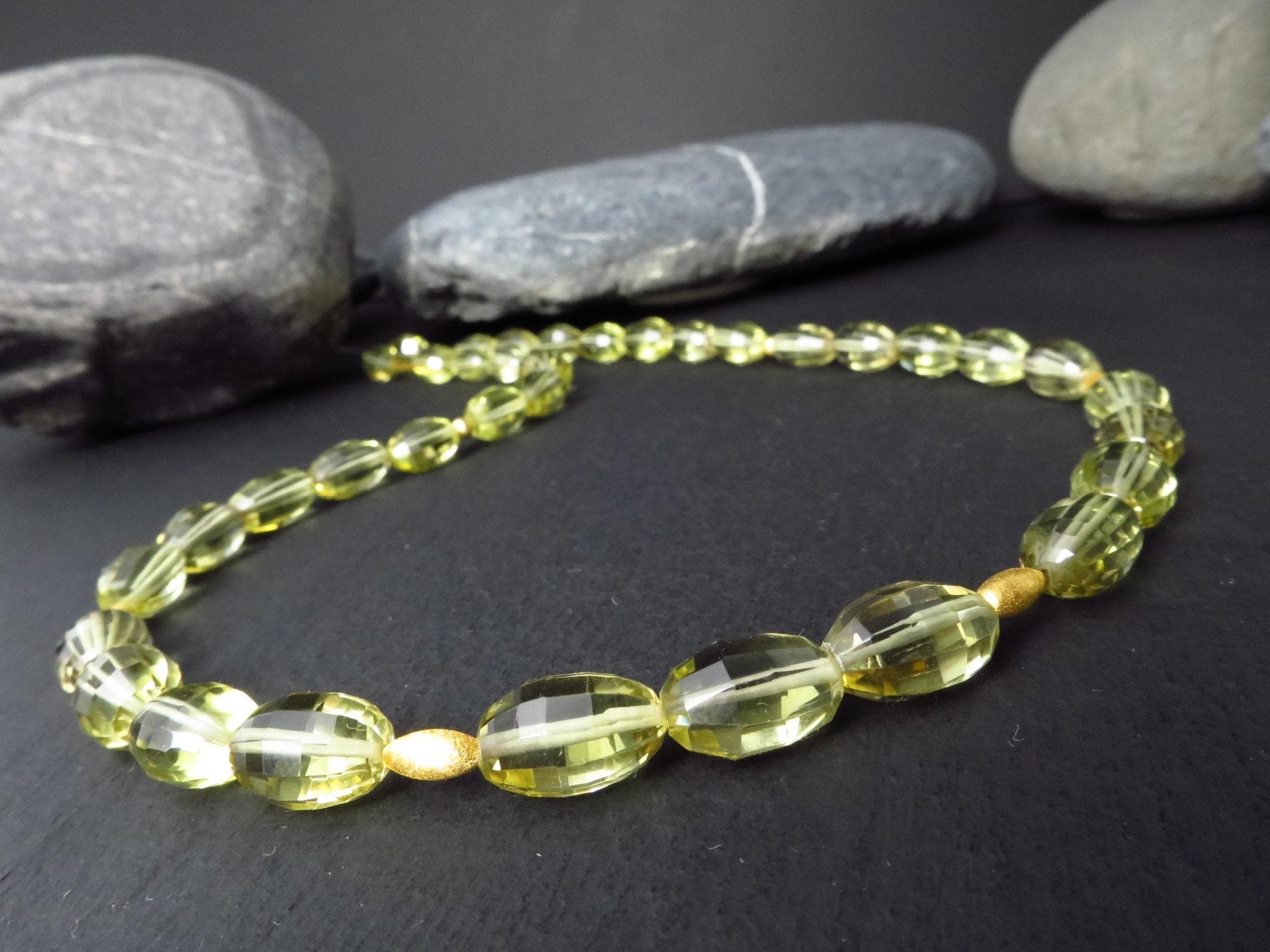 Citrin Edelsteinkette gelb 47cm Silber Lemonquarz