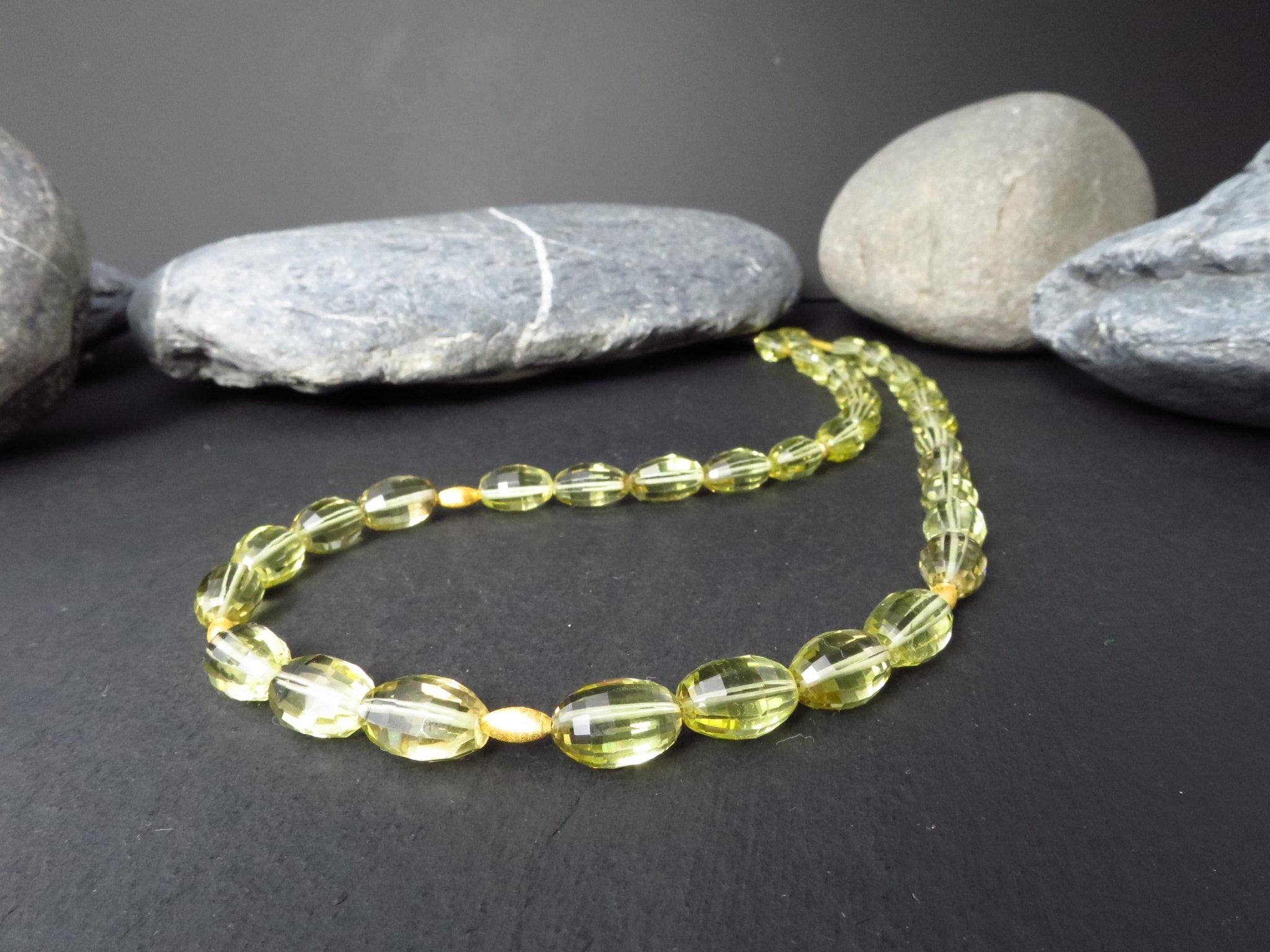 Citrin Edelsteinkette gelb 47cm Silber Lemonquarz