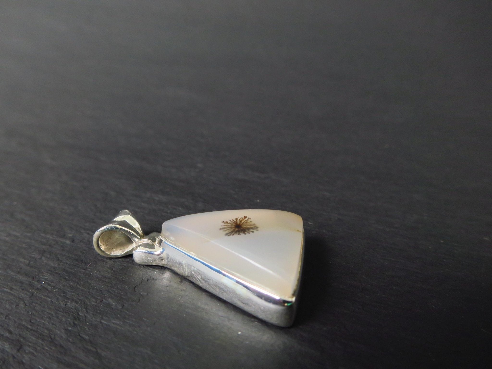 Dendrit Achat Anhänger Sterling Silber Dentriten Achat