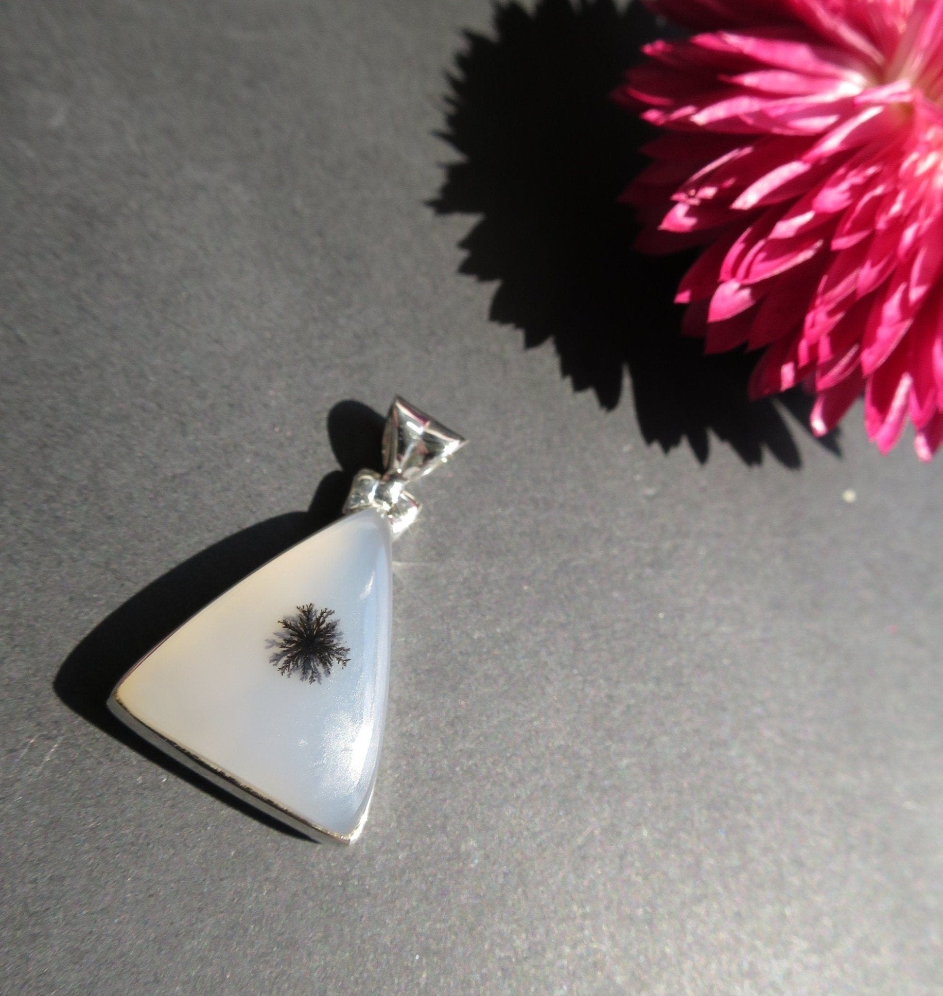 Dendrit Achat Anhänger Sterling Silber Dentriten Achat