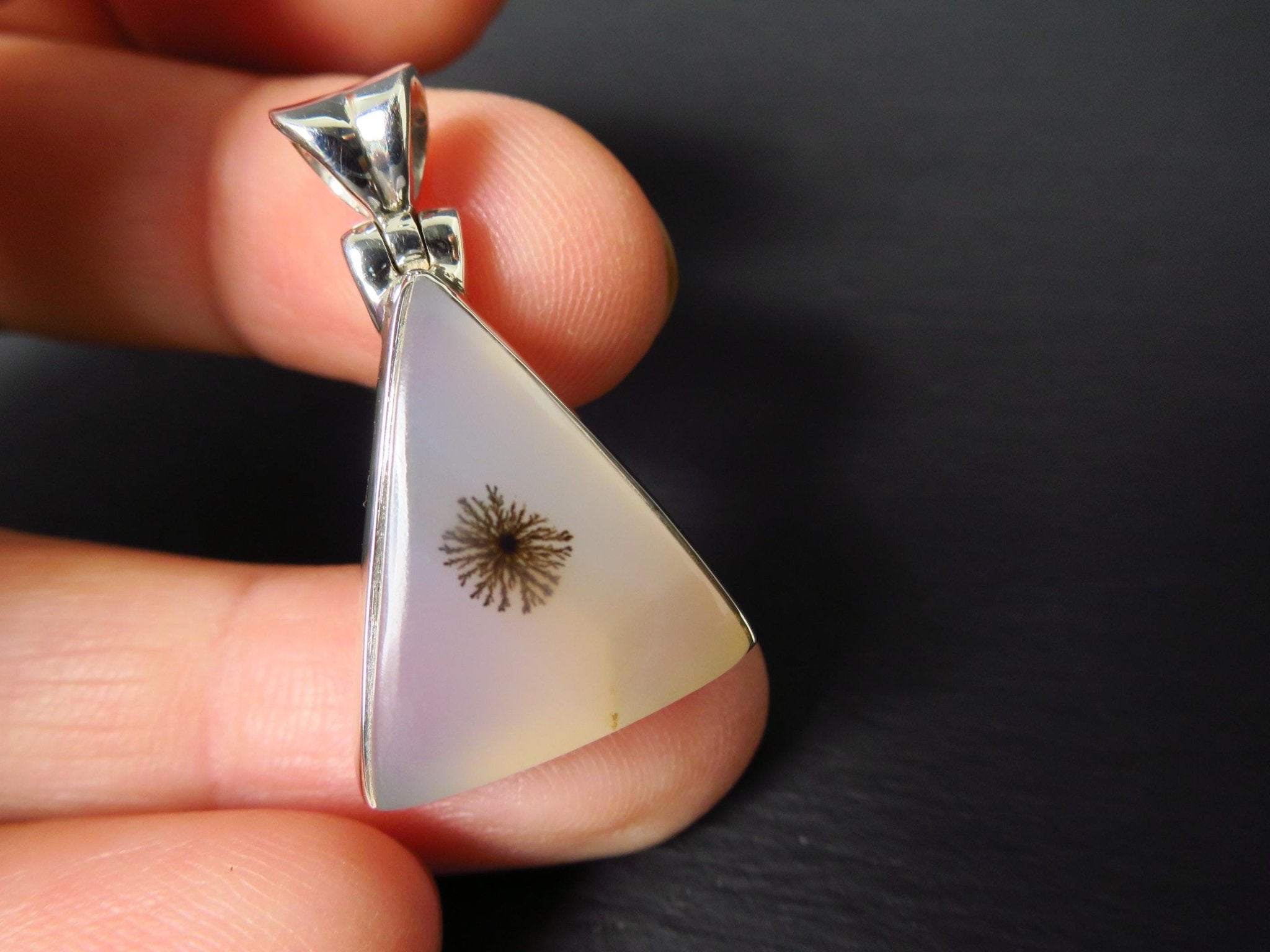 Dendrit Achat Anhänger Sterling Silber Dentriten Achat