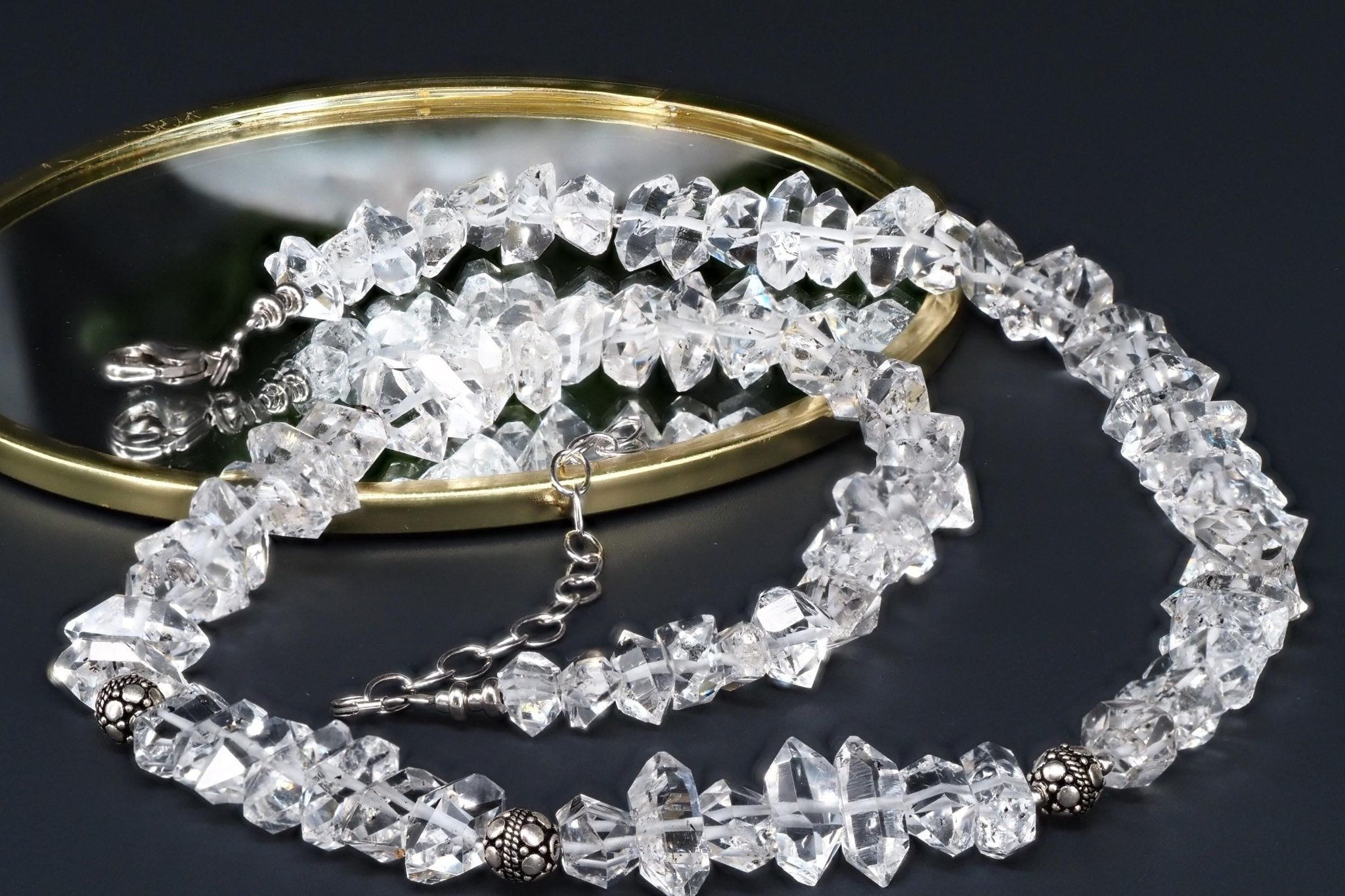 Diamant Quarz Halskette Doppelender Bergkristall