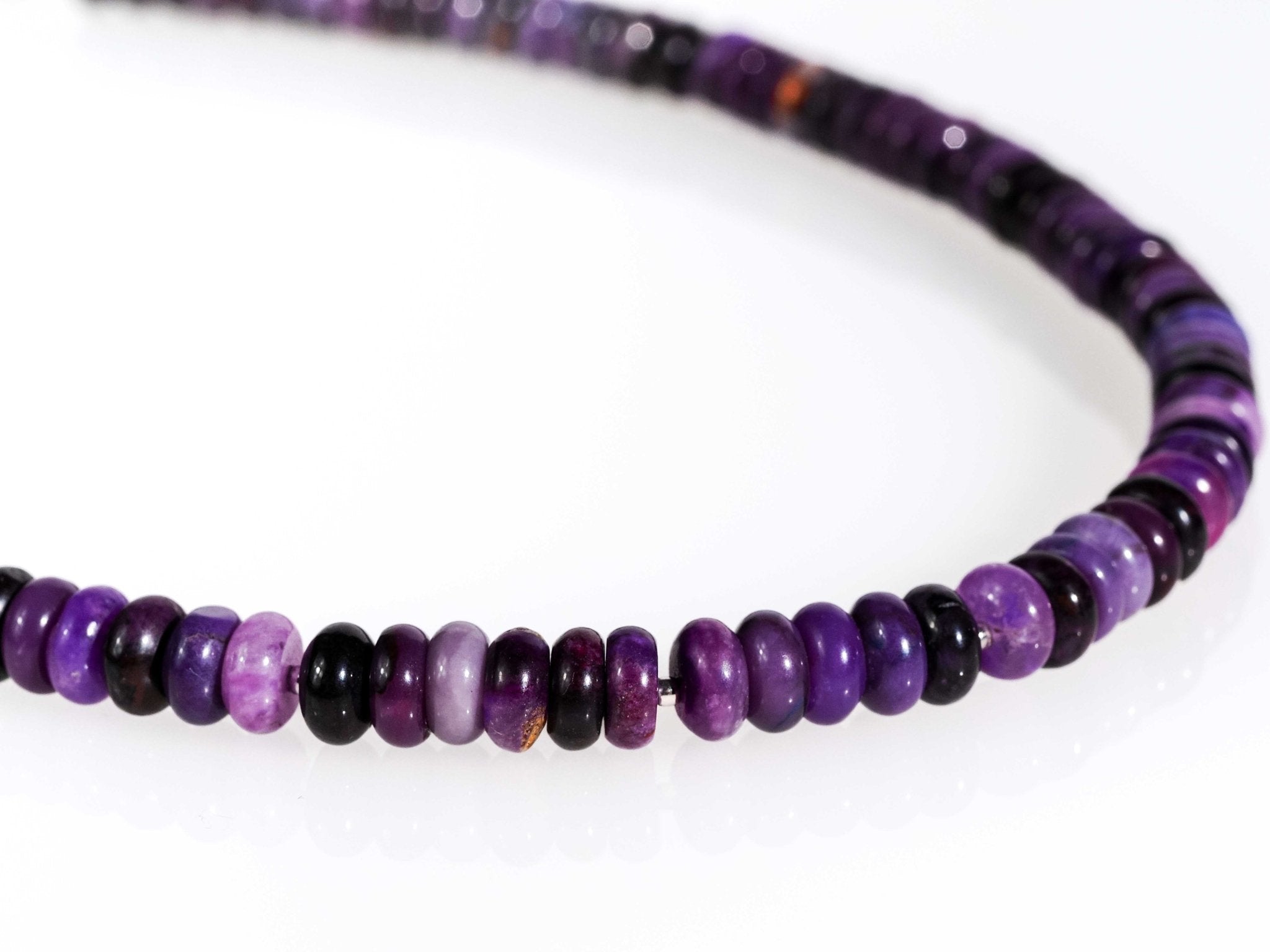 Echte Sugilith Kette - Edelsteinkette mit Sterling Silber