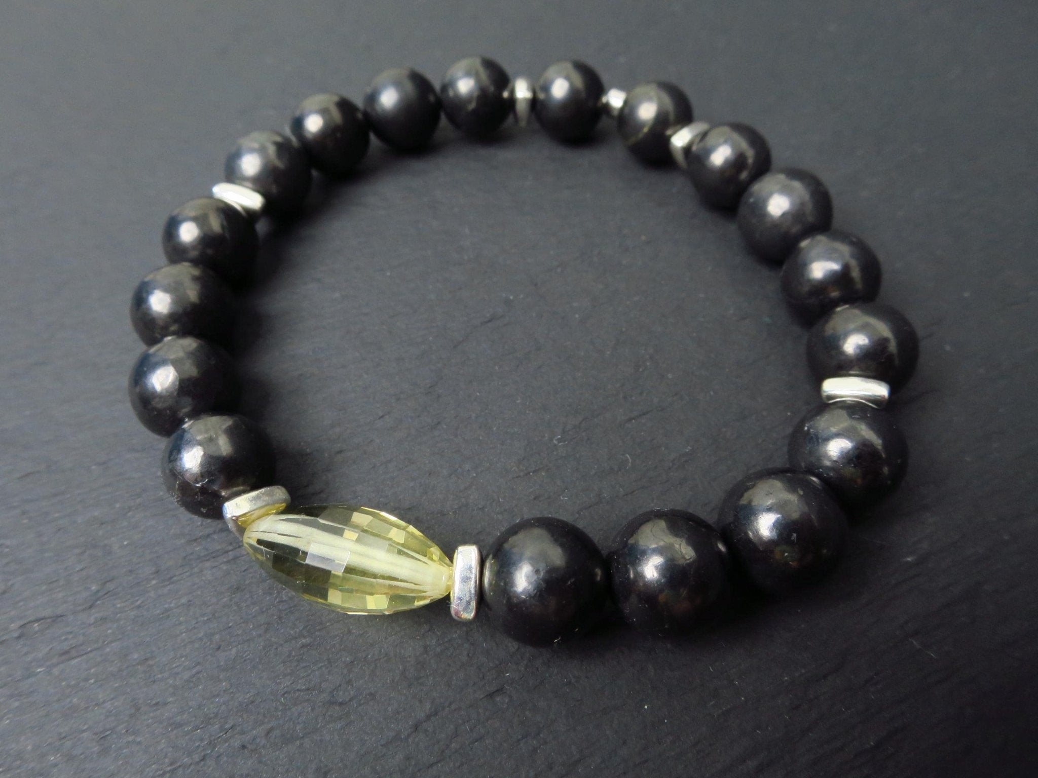 Edelstein Armband für Herren mit Schungit und Citrin