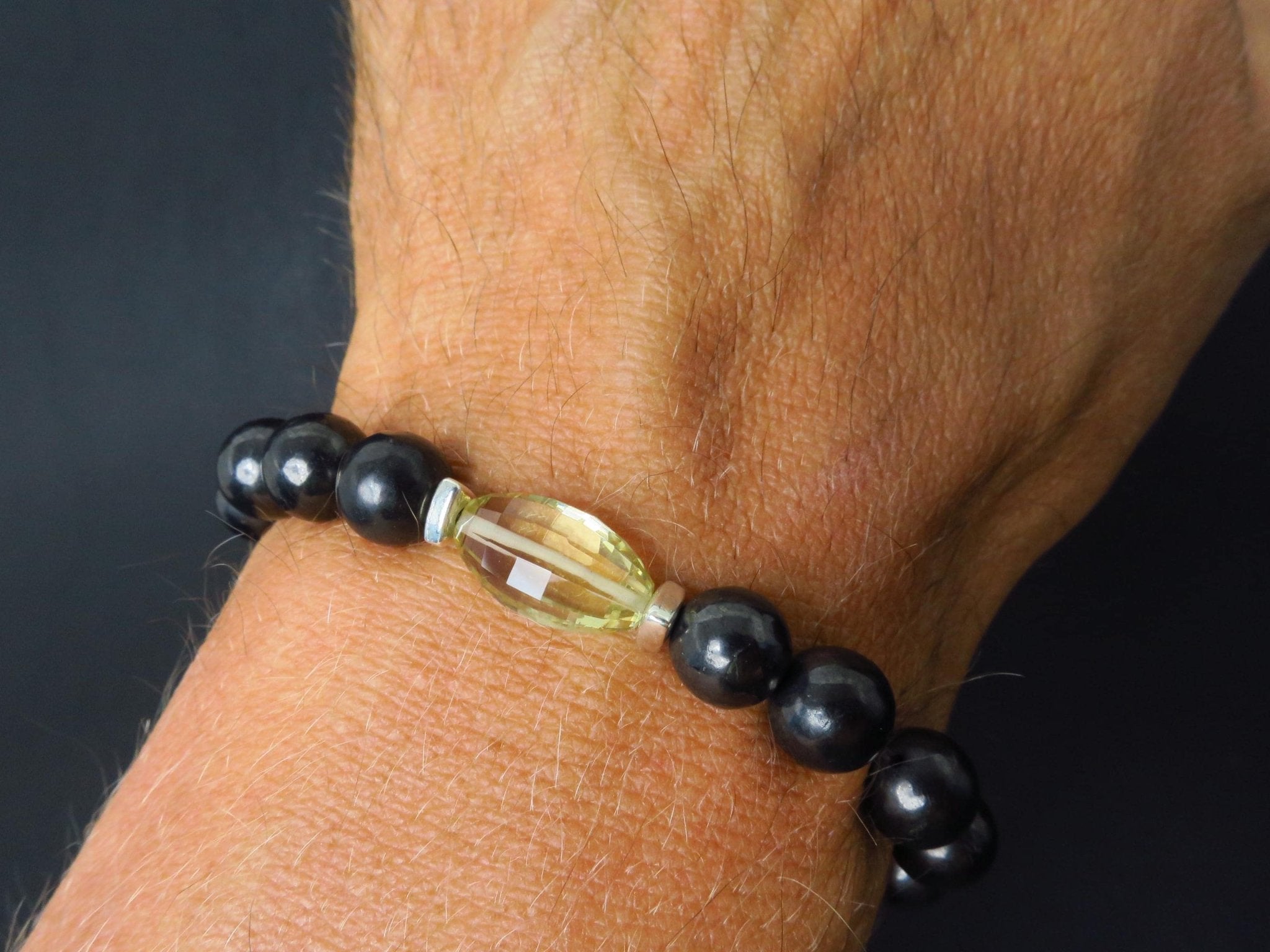 Edelstein Armband für Herren mit Schungit und Citrin