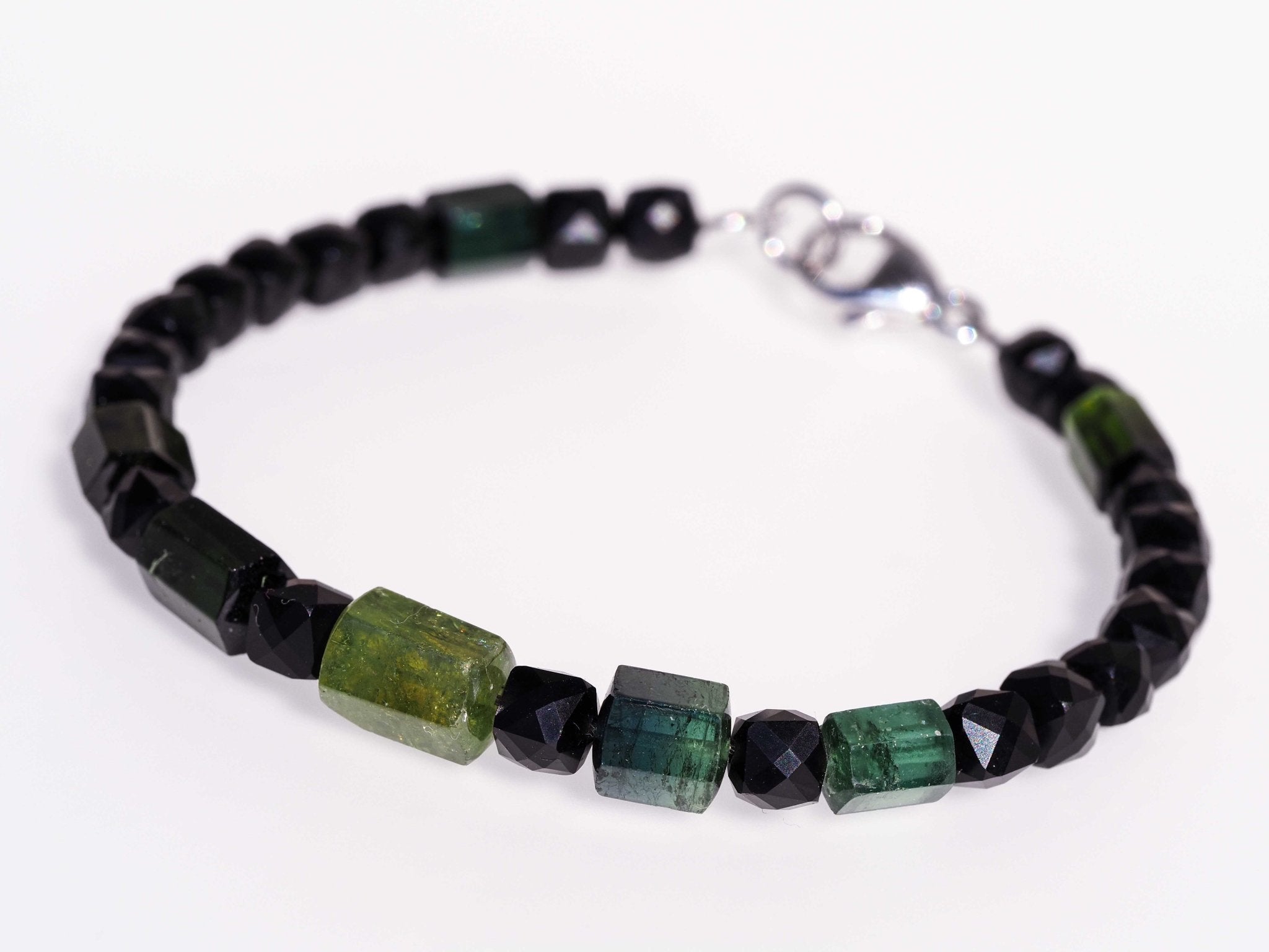 Exklusives grünes Turmalin Armband mit 925 Silber Unikat