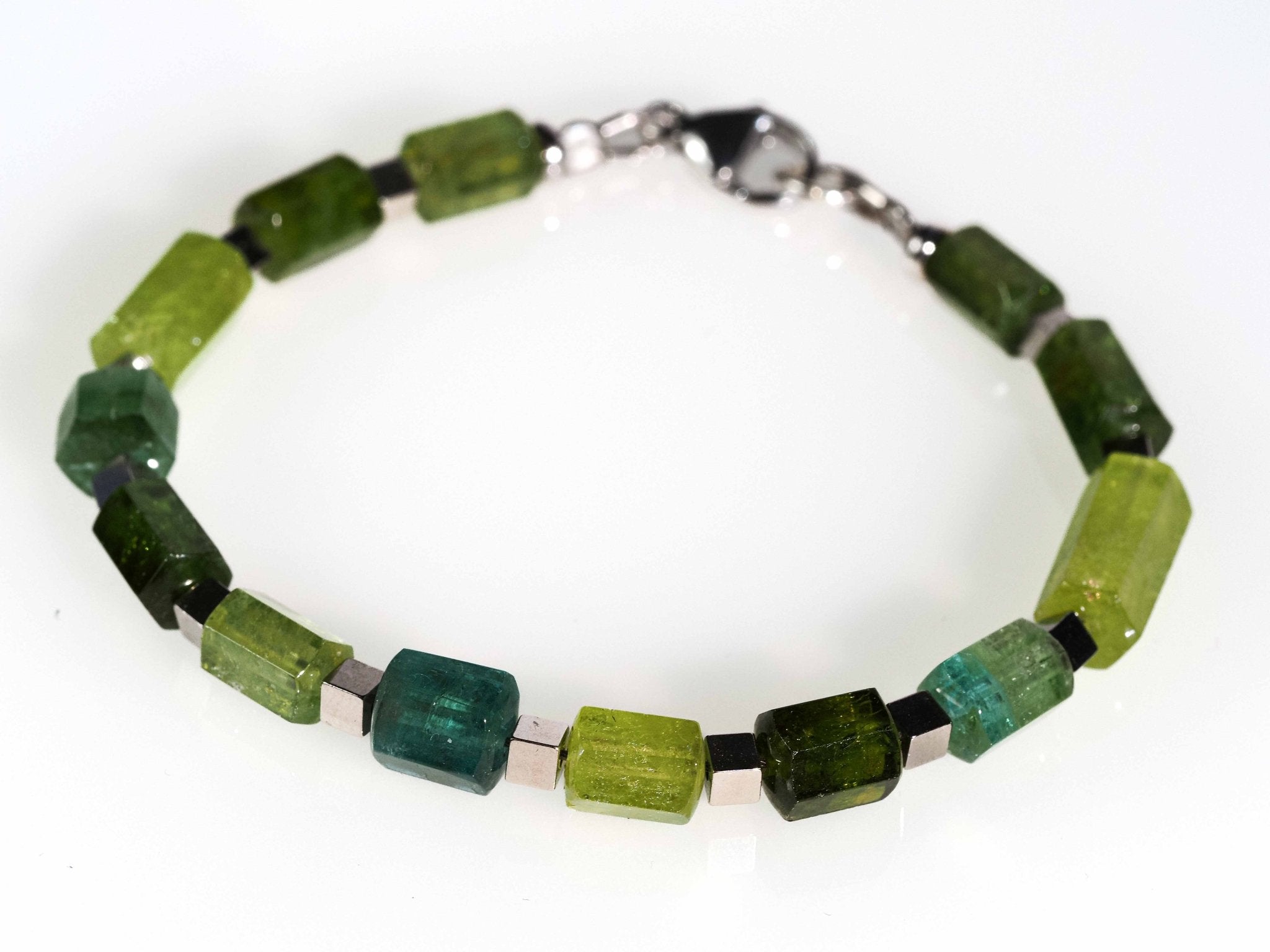 Exklusives grünes Turmalin Armband mit 925 Silber Unikat