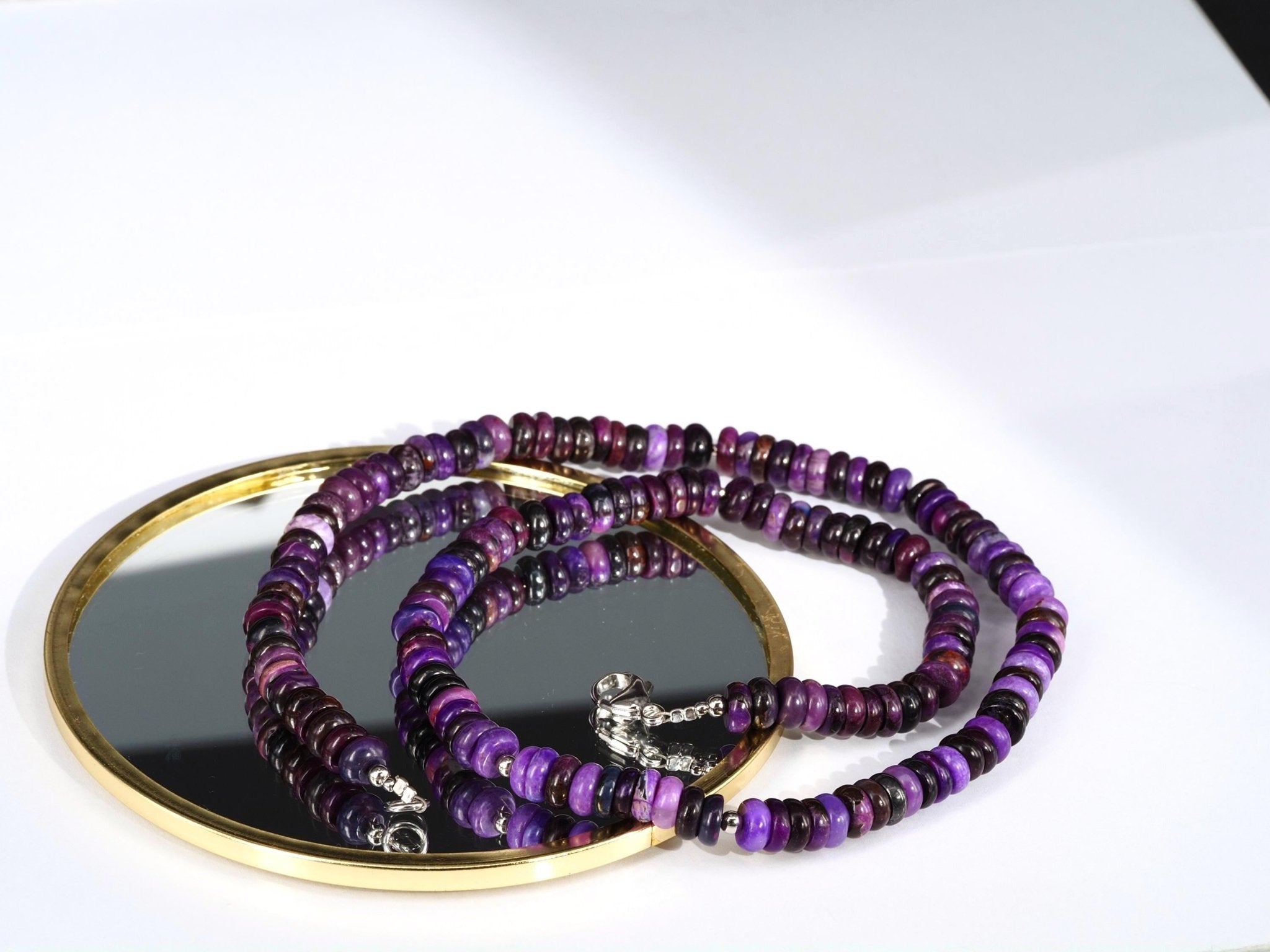 Fantastische echte Sugilith Edelsteinkette – naturbelassen & selten