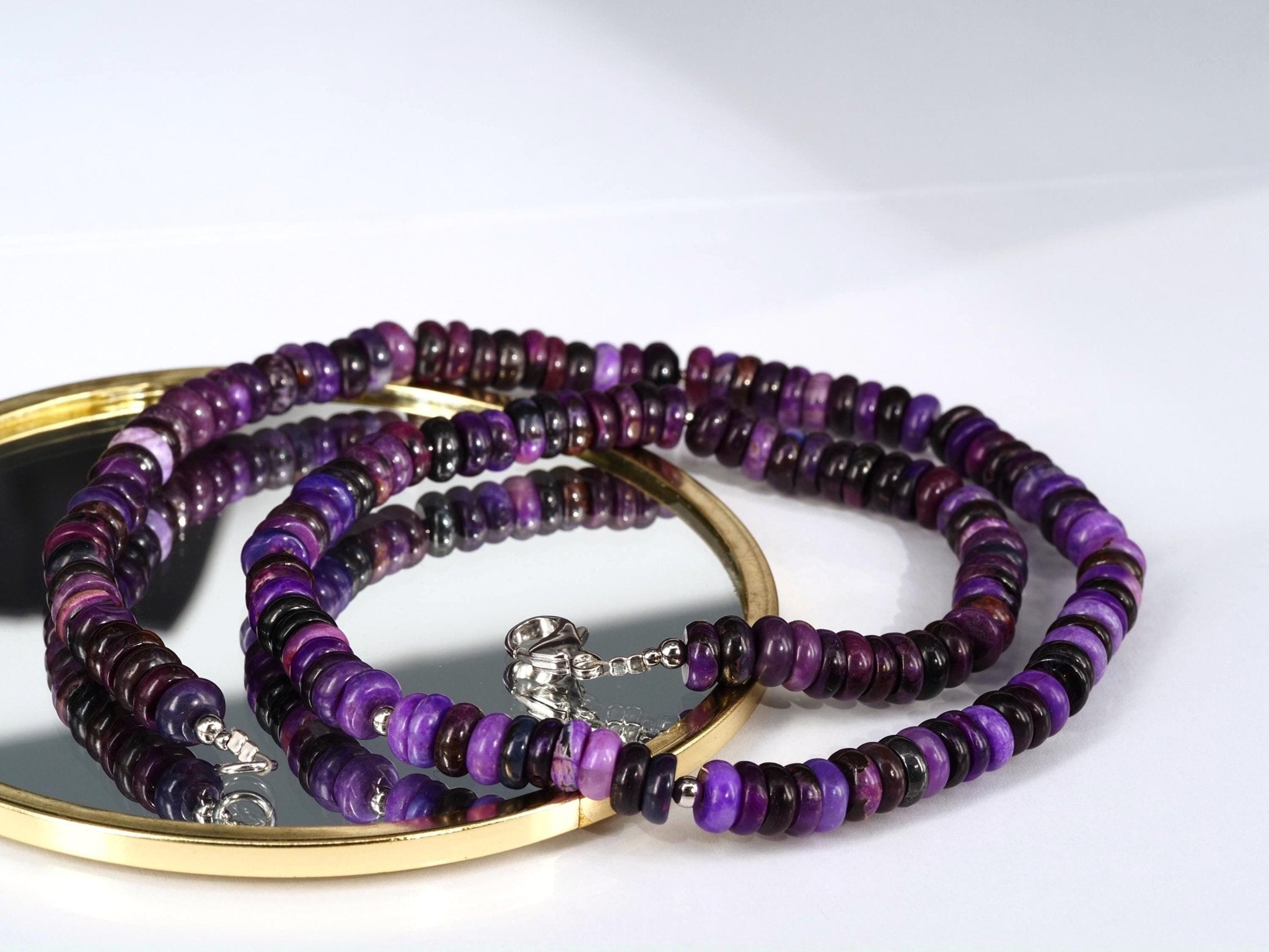 Fantastische echte Sugilith Edelsteinkette – naturbelassen & selten