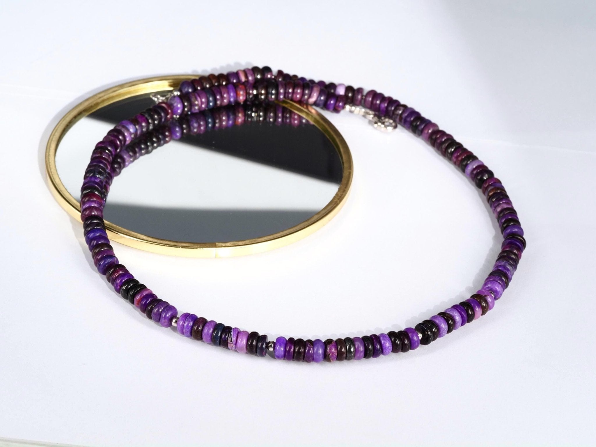 Fantastische echte Sugilith Edelsteinkette – naturbelassen & selten