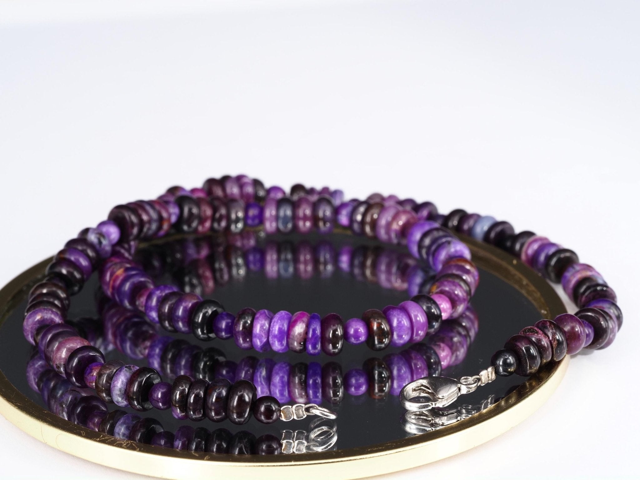 Fantastische echte Sugilith Edelsteinkette – seltene Naturqualität aus Südafrika