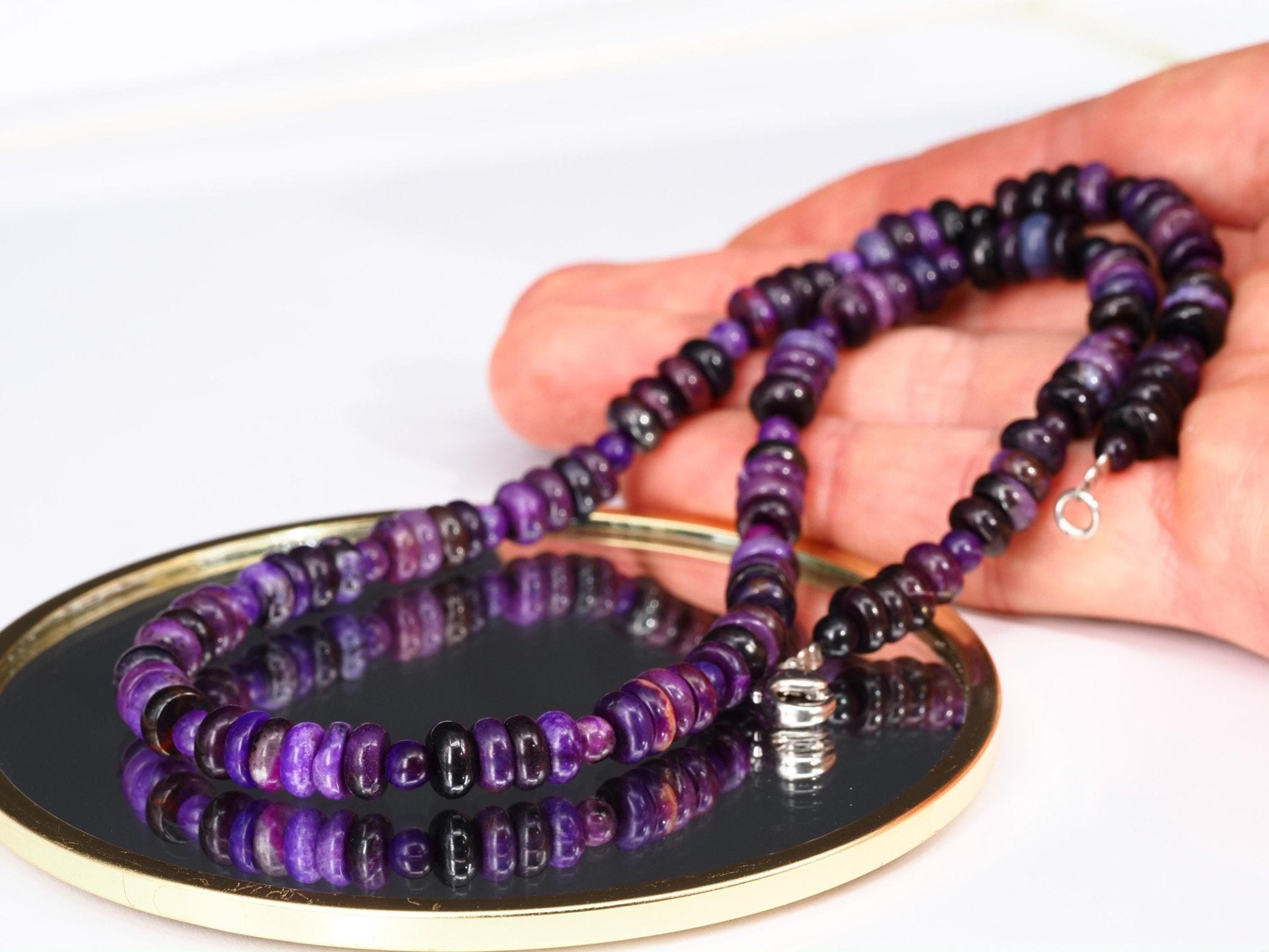 Fantastische echte Sugilith Edelsteinkette – seltene Naturqualität aus Südafrika