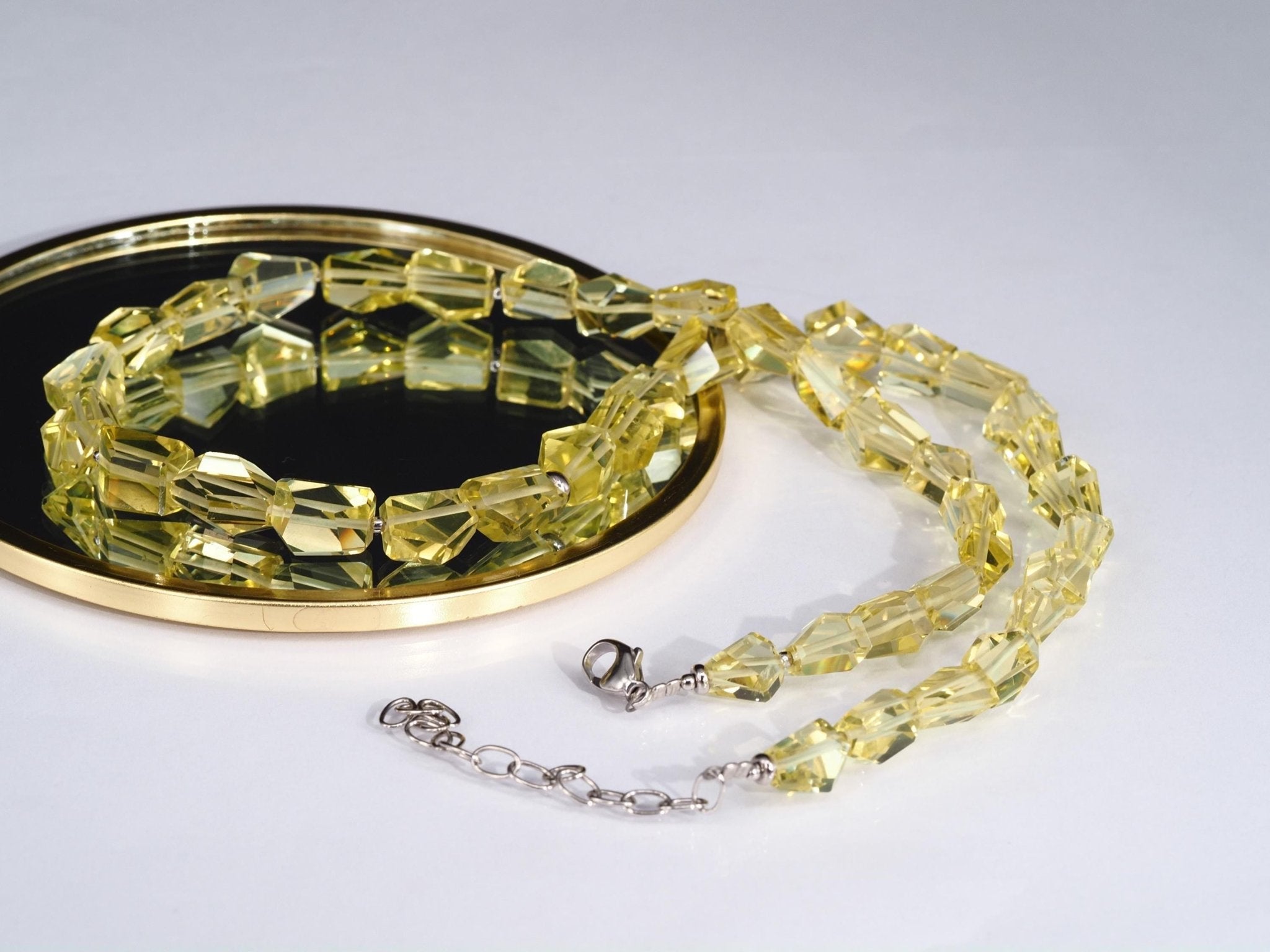 Fantastische Lemon Quarz Kette – facettierte Edelsteinperlen mit intensivem Funkeln