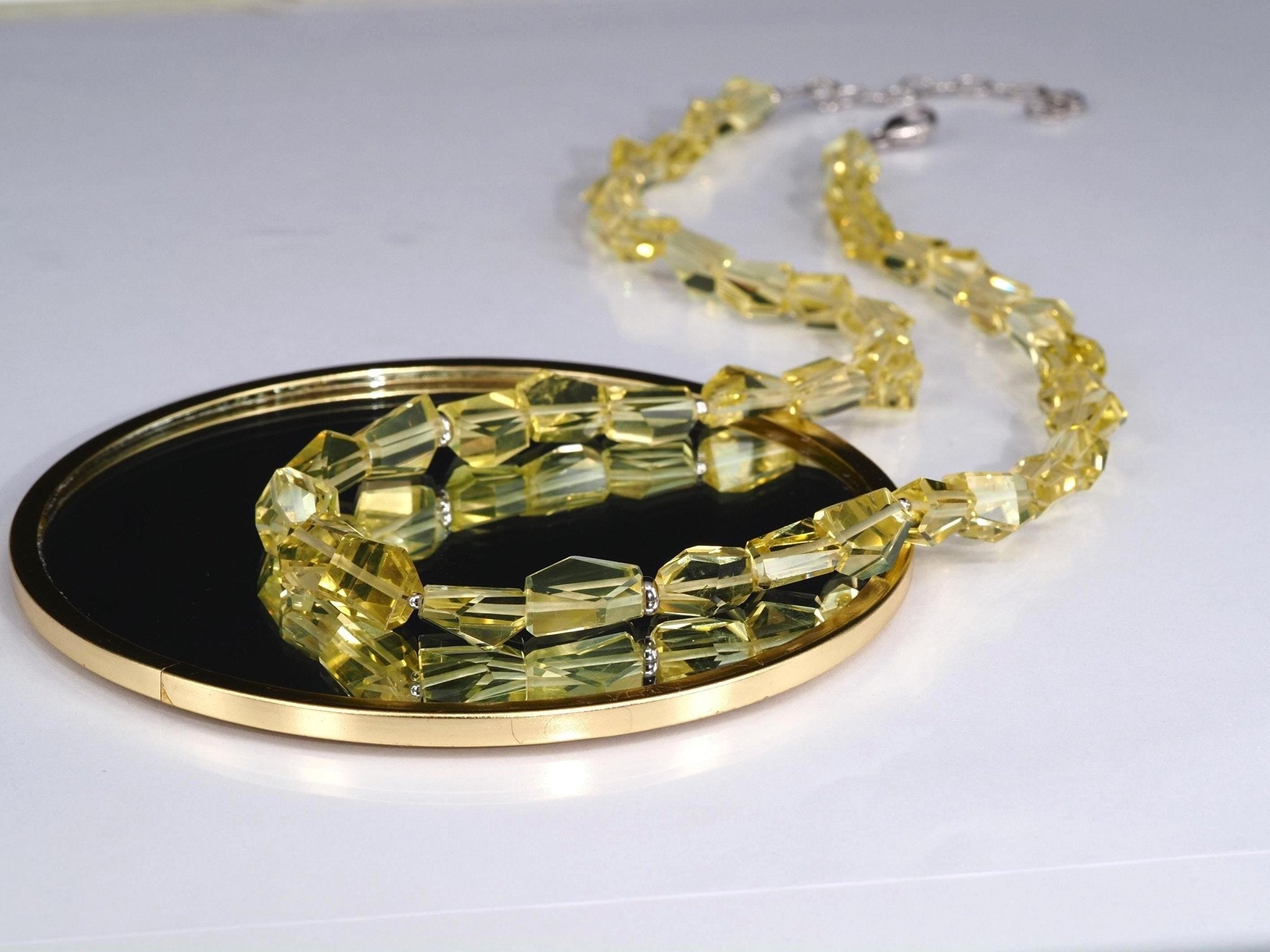 Fantastische Lemon Quarz Kette – facettierte Edelsteinperlen mit intensivem Funkeln