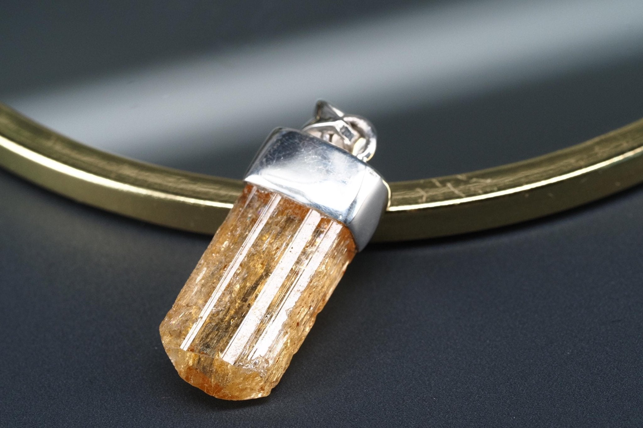 Gold Topas Anhänger Silber Brasilien 30,6mm Länge