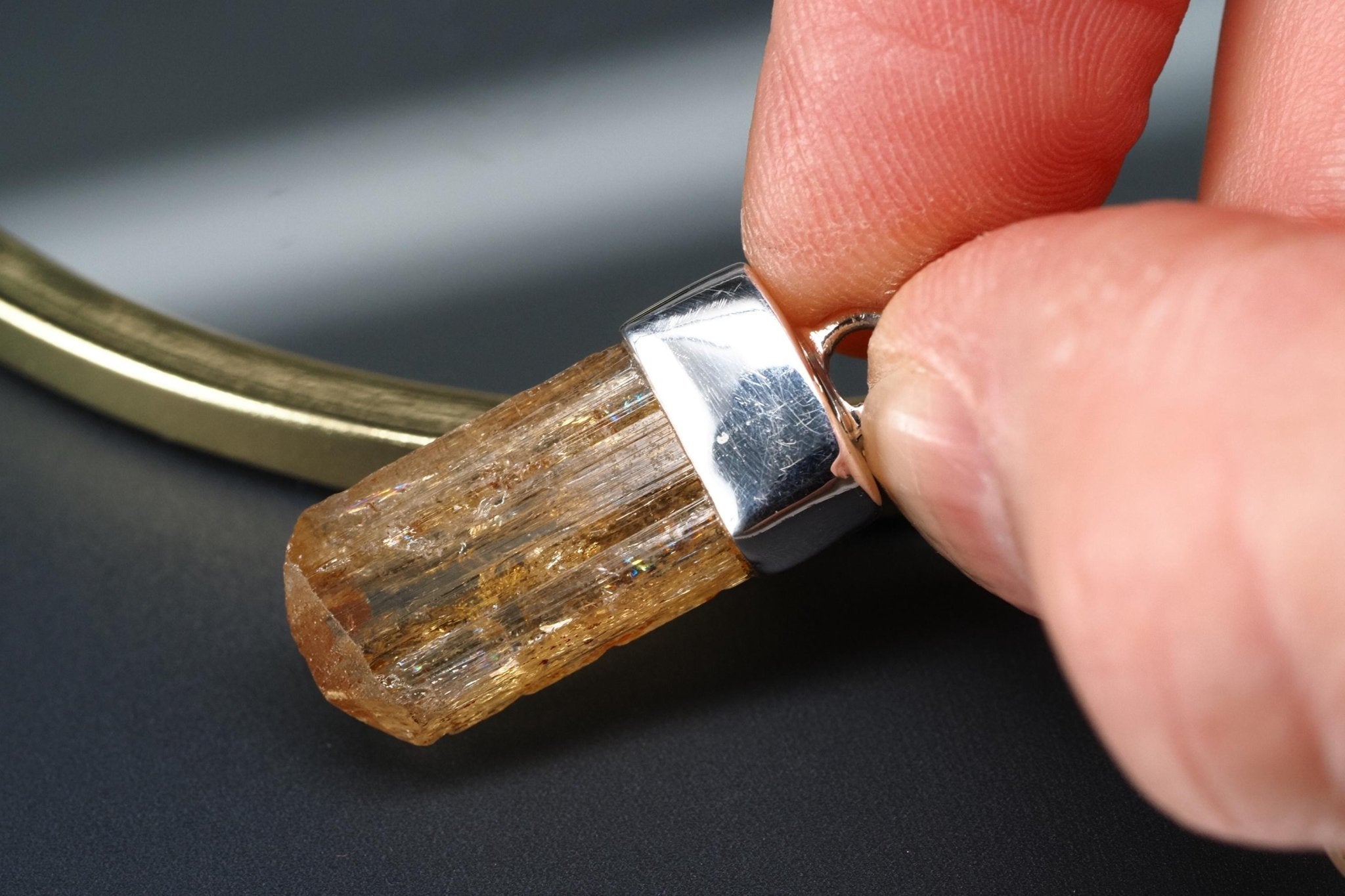 Gold Topas Anhänger Silber Brasilien 30,6mm Länge