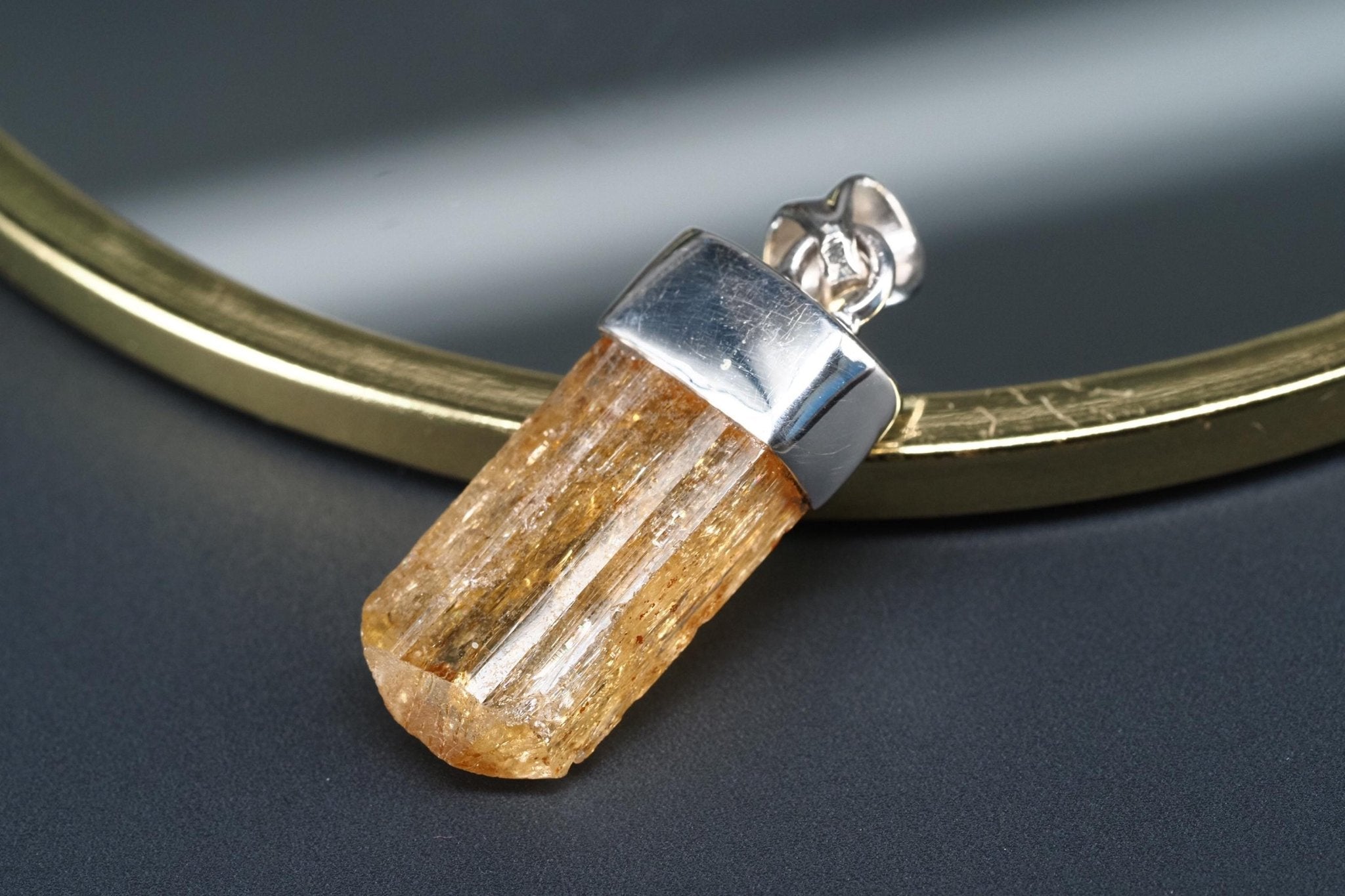 Gold Topas Anhänger Silber Brasilien 30,6mm Länge