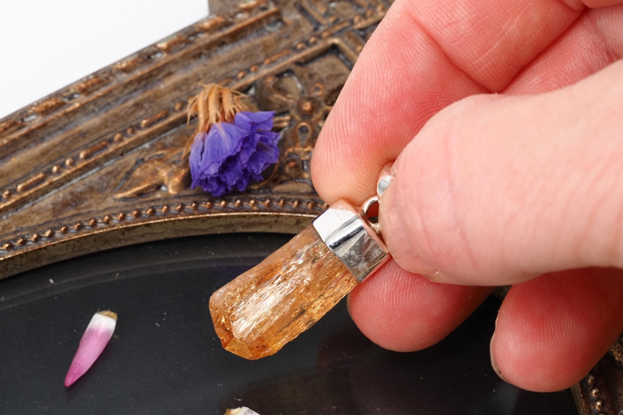 Gold Topas Anhänger Silber Brasilien 30,9mm Länge