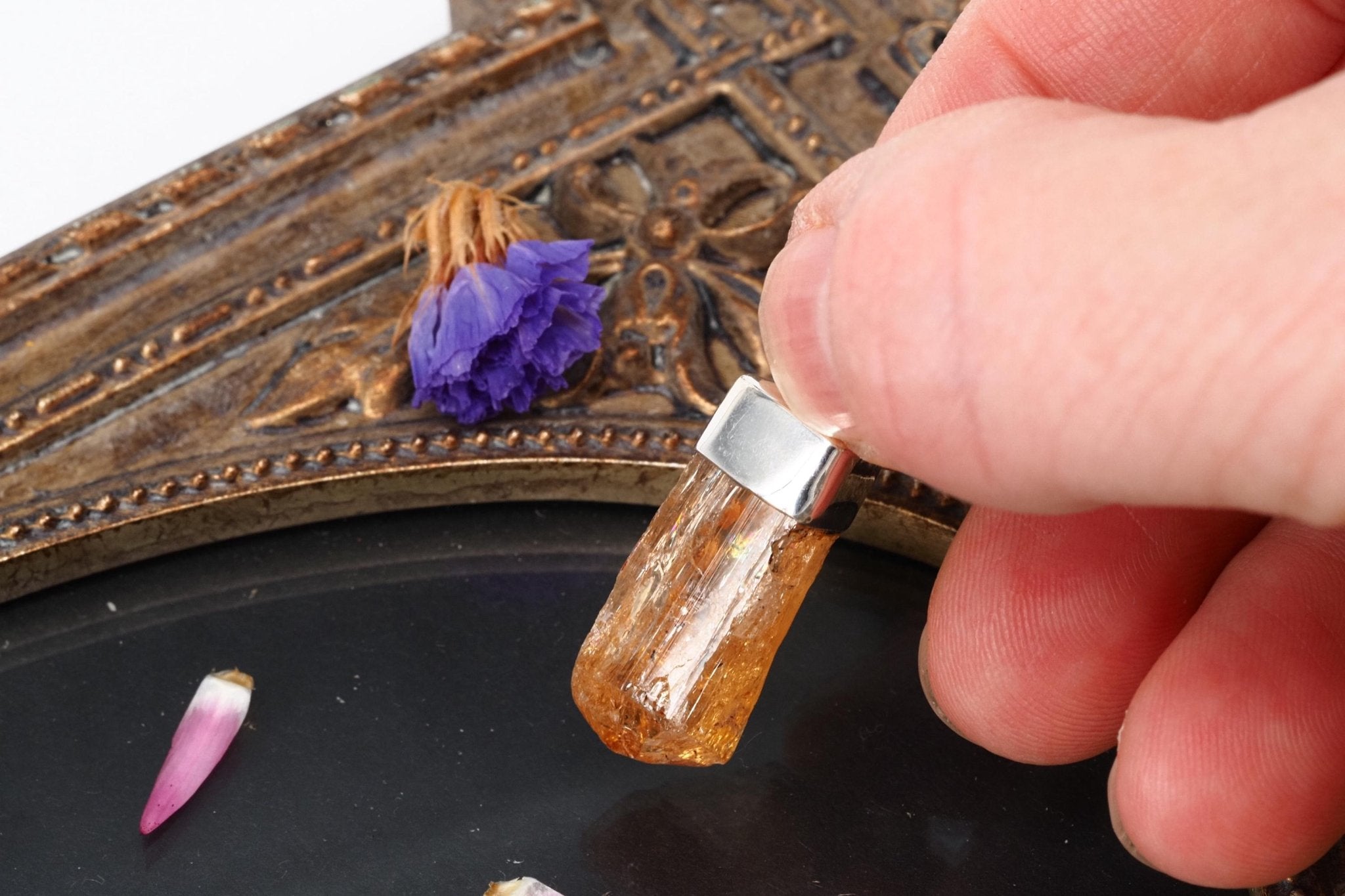 Gold Topas Anhänger Silber Brasilien 30,9mm Länge