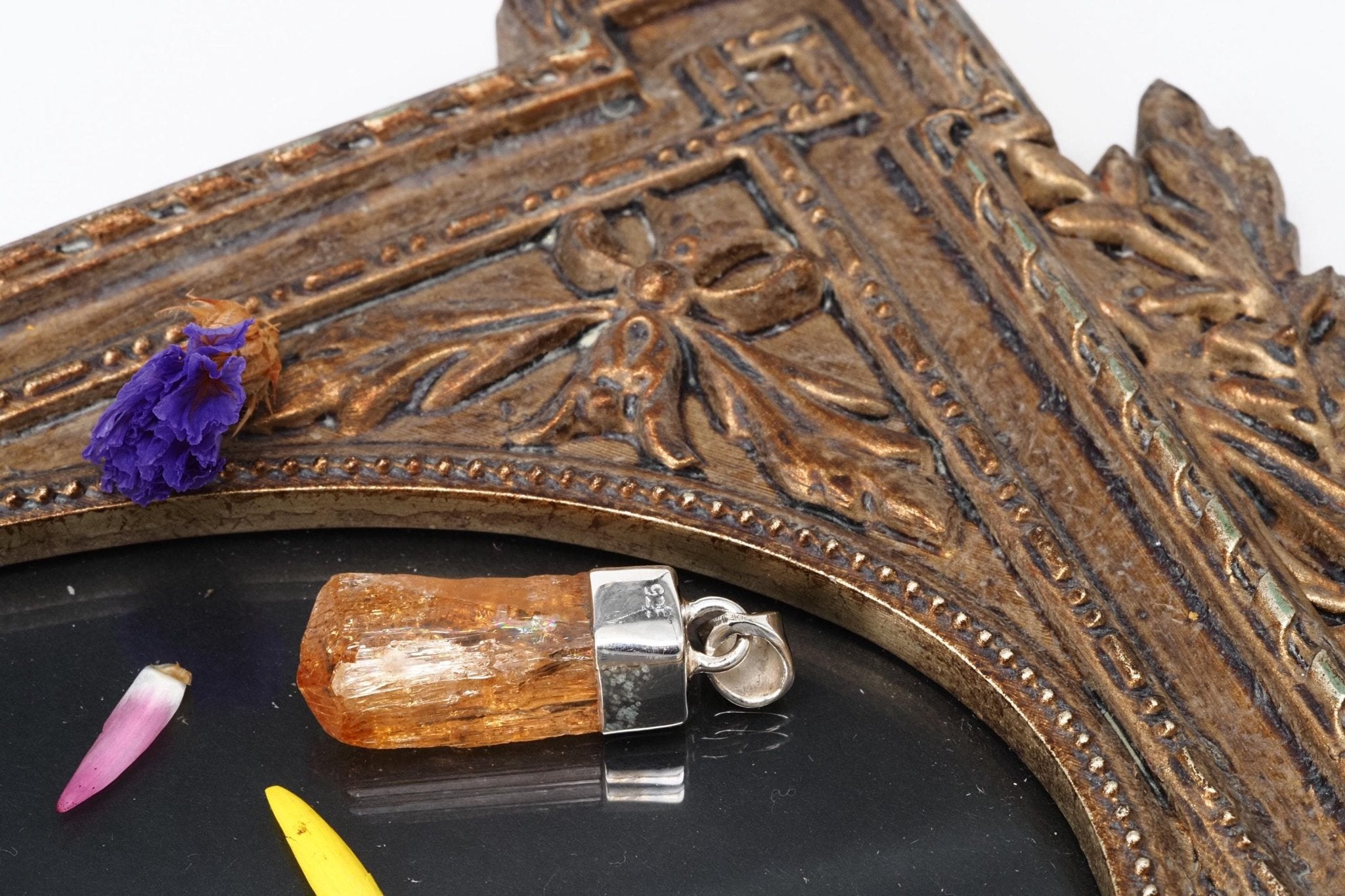 Gold Topas Anhänger Silber Brasilien 30,9mm Länge