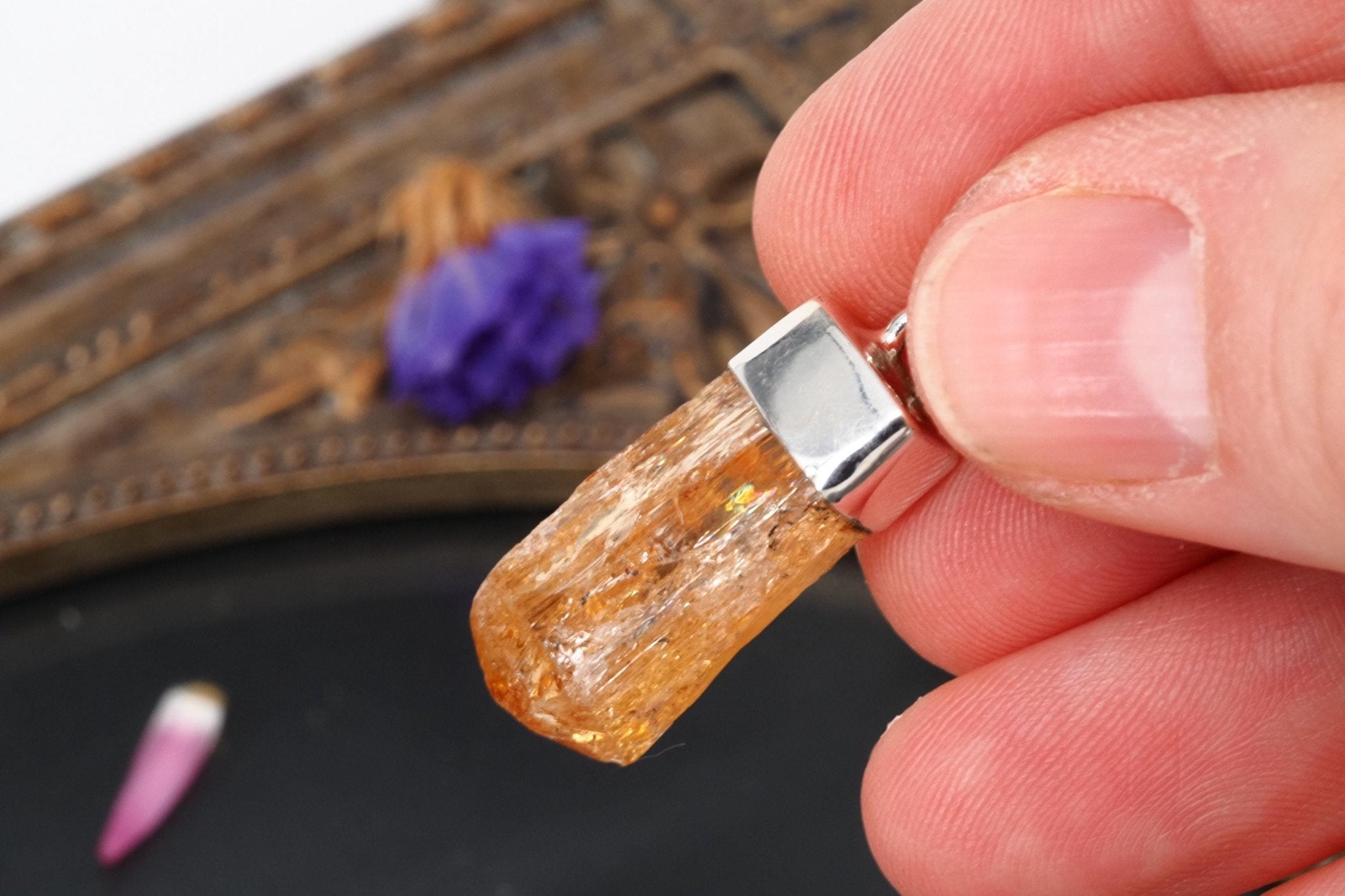 Gold Topas Anhänger Silber Brasilien 30,9mm Länge