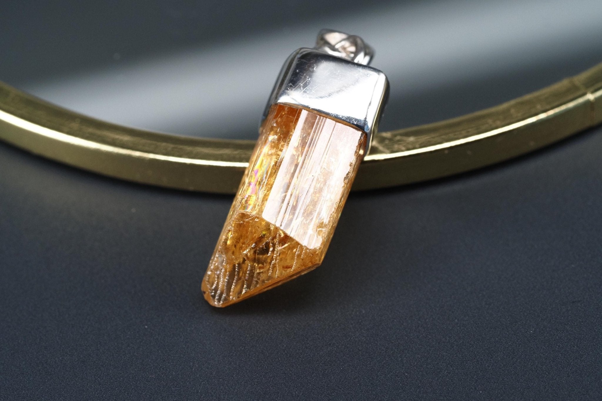 Gold Topas Anhänger Silber Brasilien 31,2mm Länge