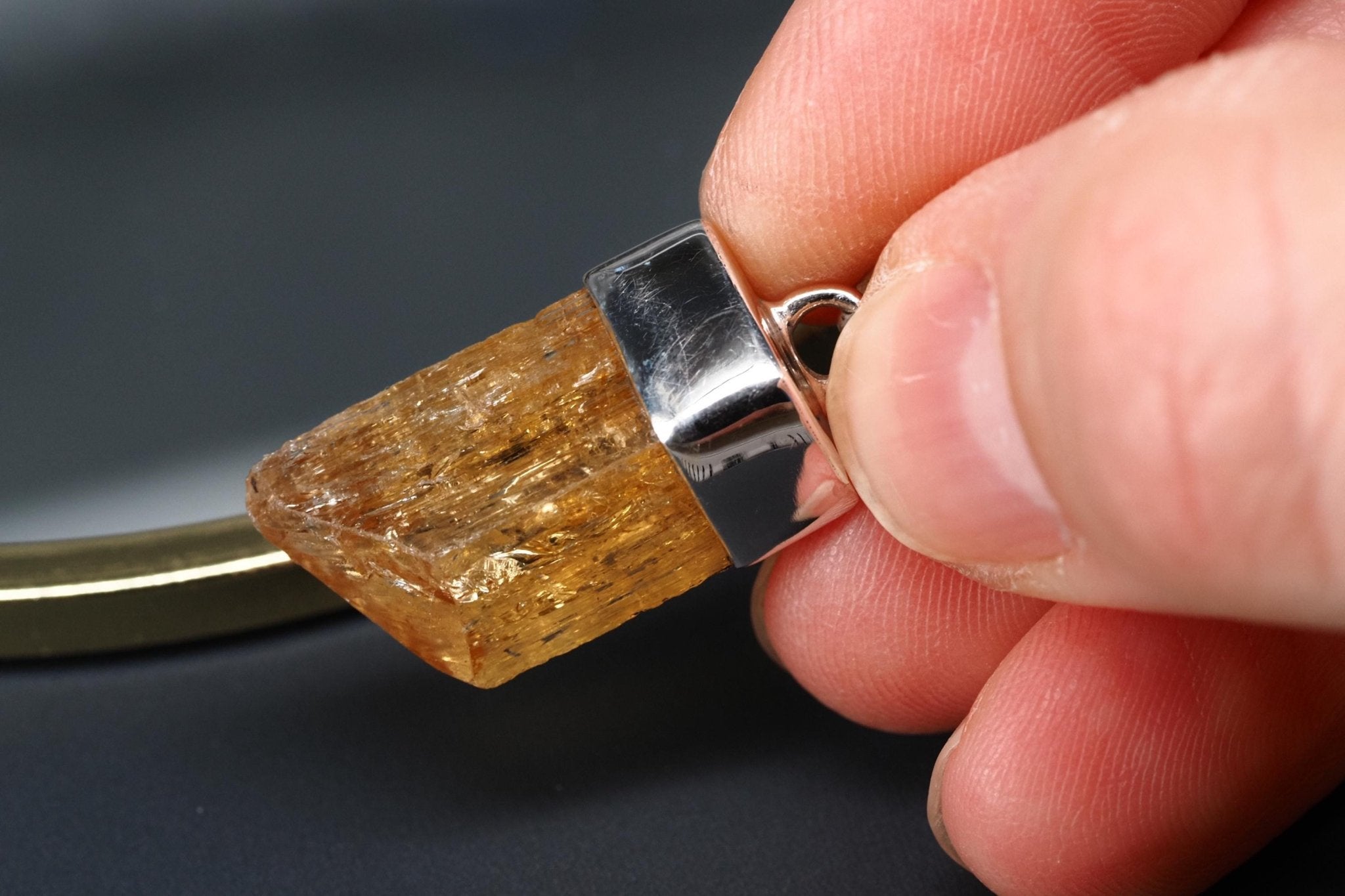 Gold Topas Anhänger Silber Brasilien 31,2mm Länge