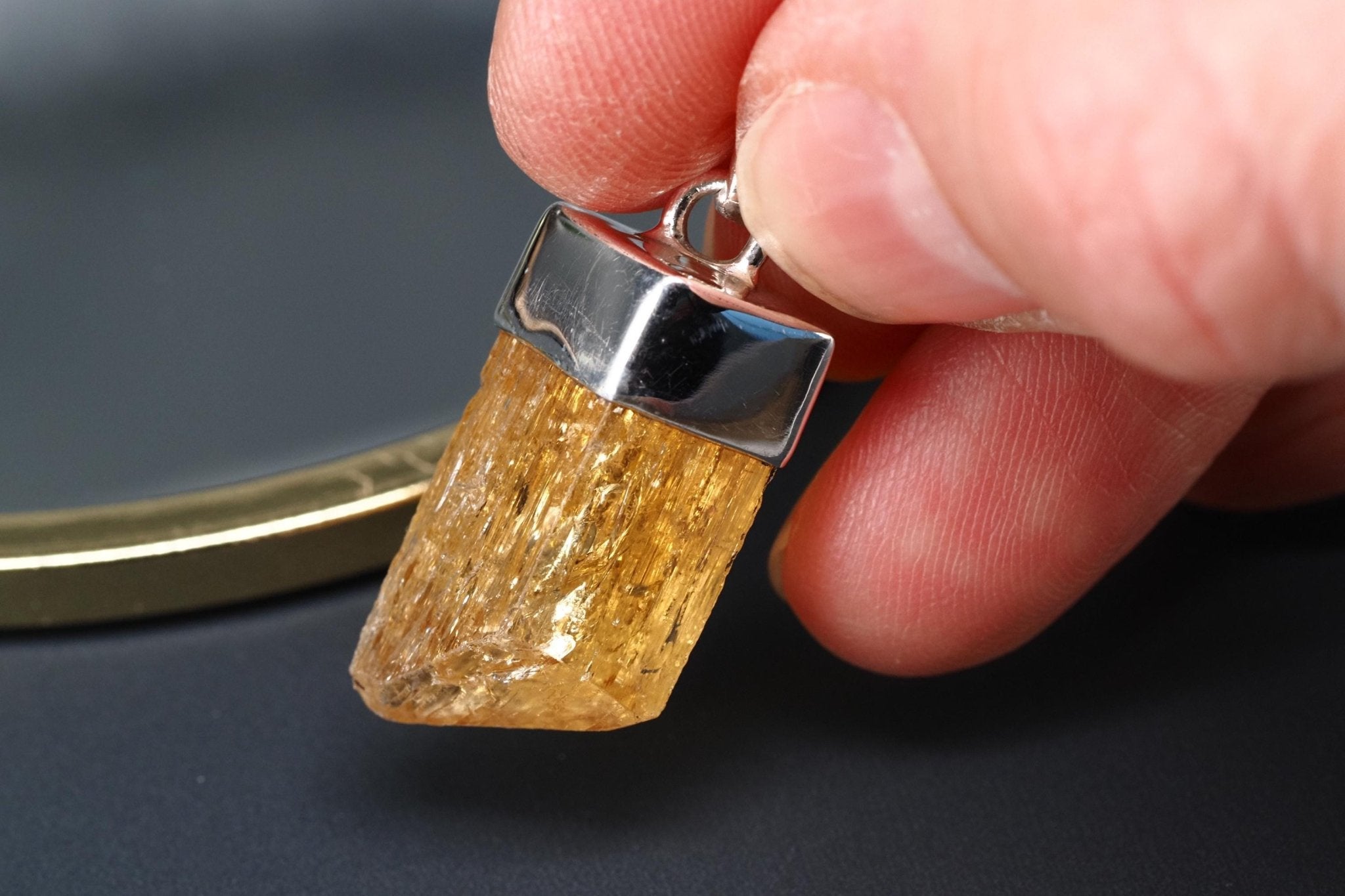 Gold Topas Anhänger Silber Brasilien 31,2mm Länge