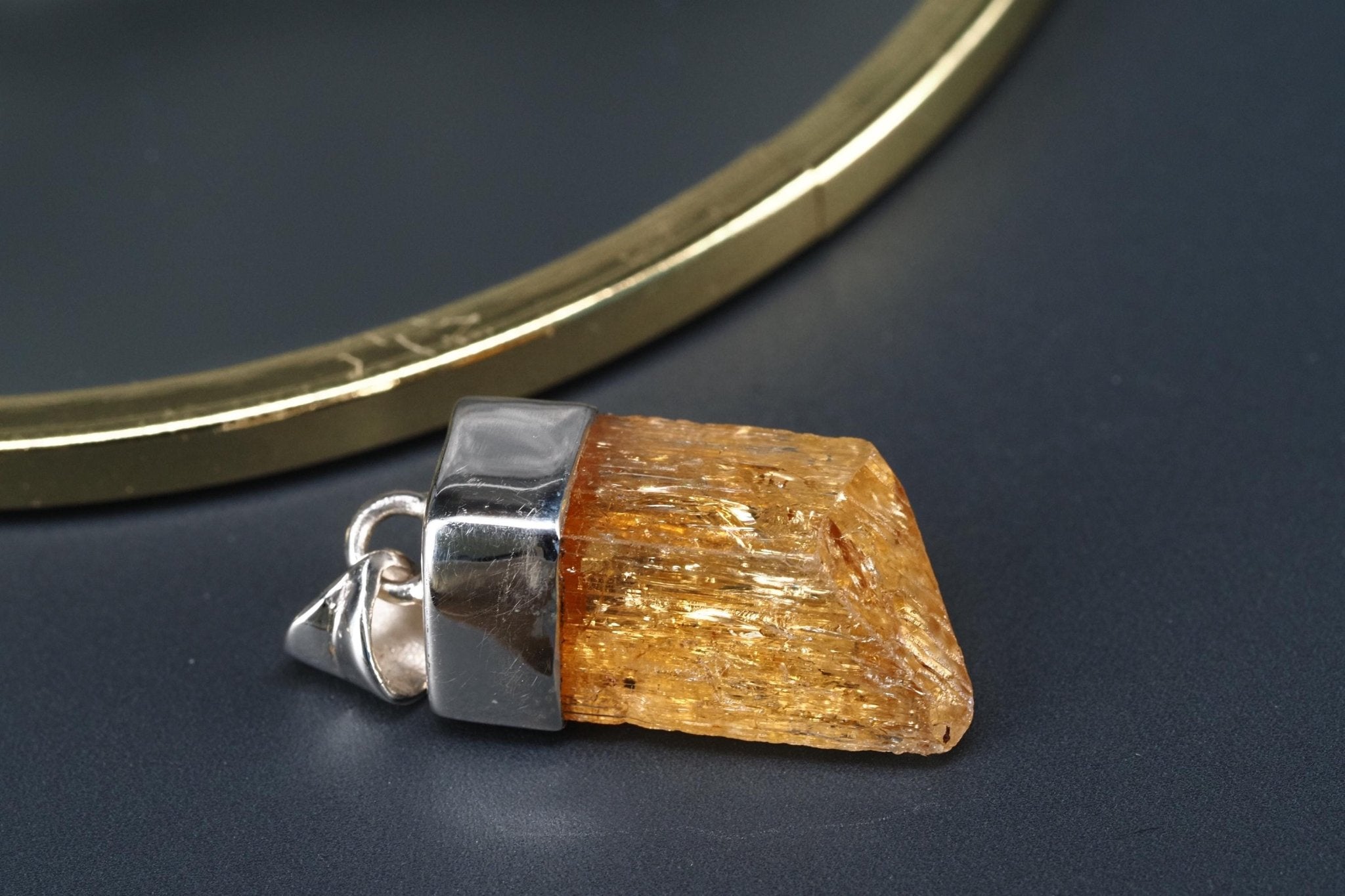 Gold Topas Anhänger Silber Brasilien 31,2mm Länge